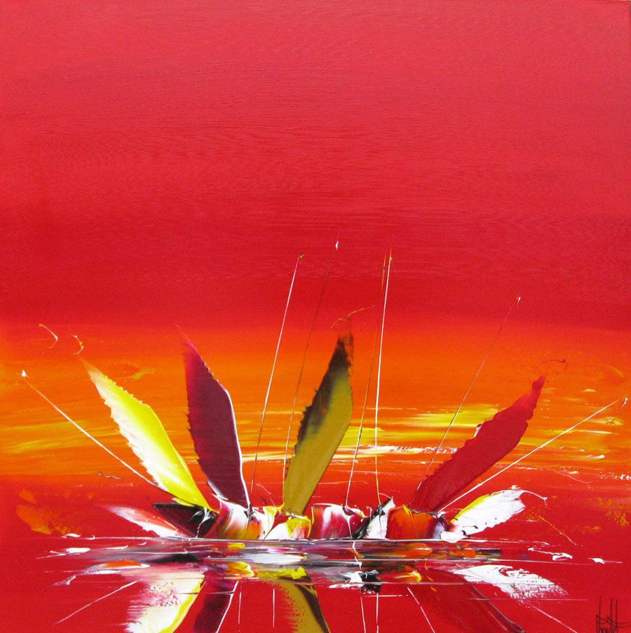 Tableau figuratif format xxl rouge MARINE F – F. BOUTET – 100 × 100 cm