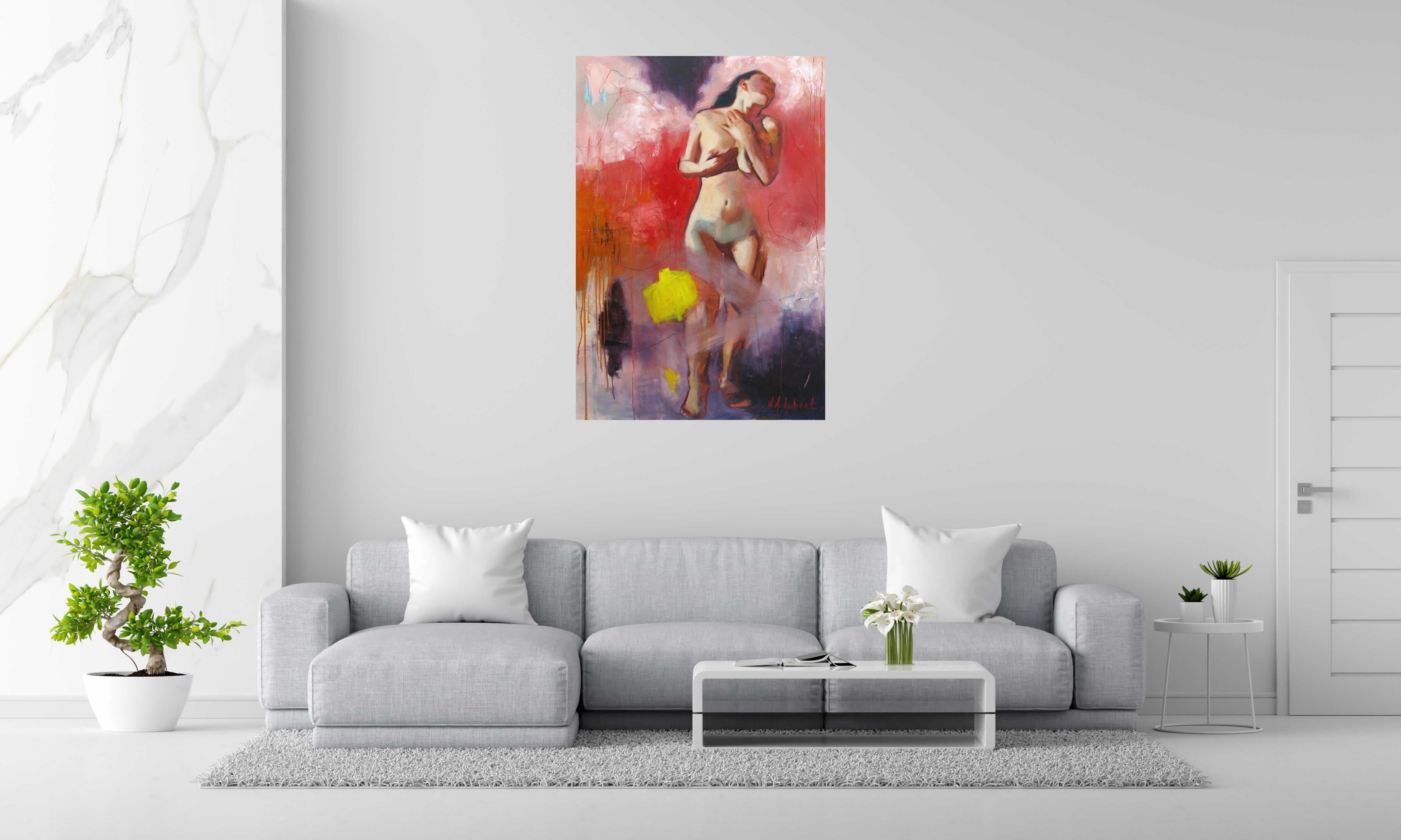 Tableau L'ETREINTE de NAWEL AUBERT dans un intérieur – 89 × 130 cm