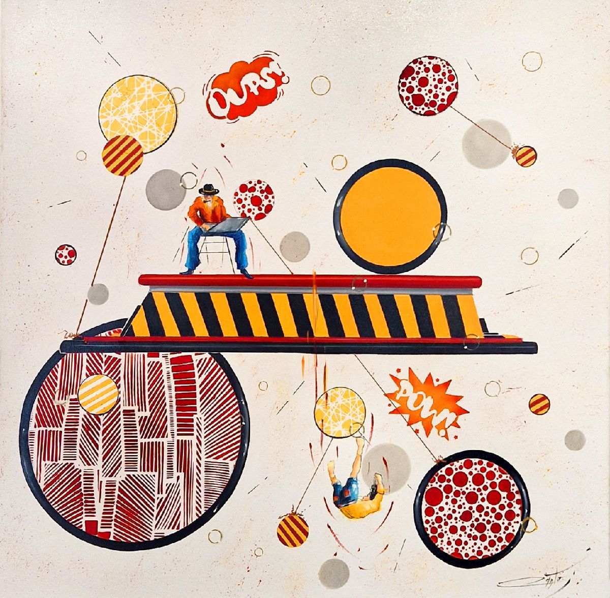 Tableau figuratif grande taille Je n'ai pas le temps – Geneviève Canto – 80 × 80 cm