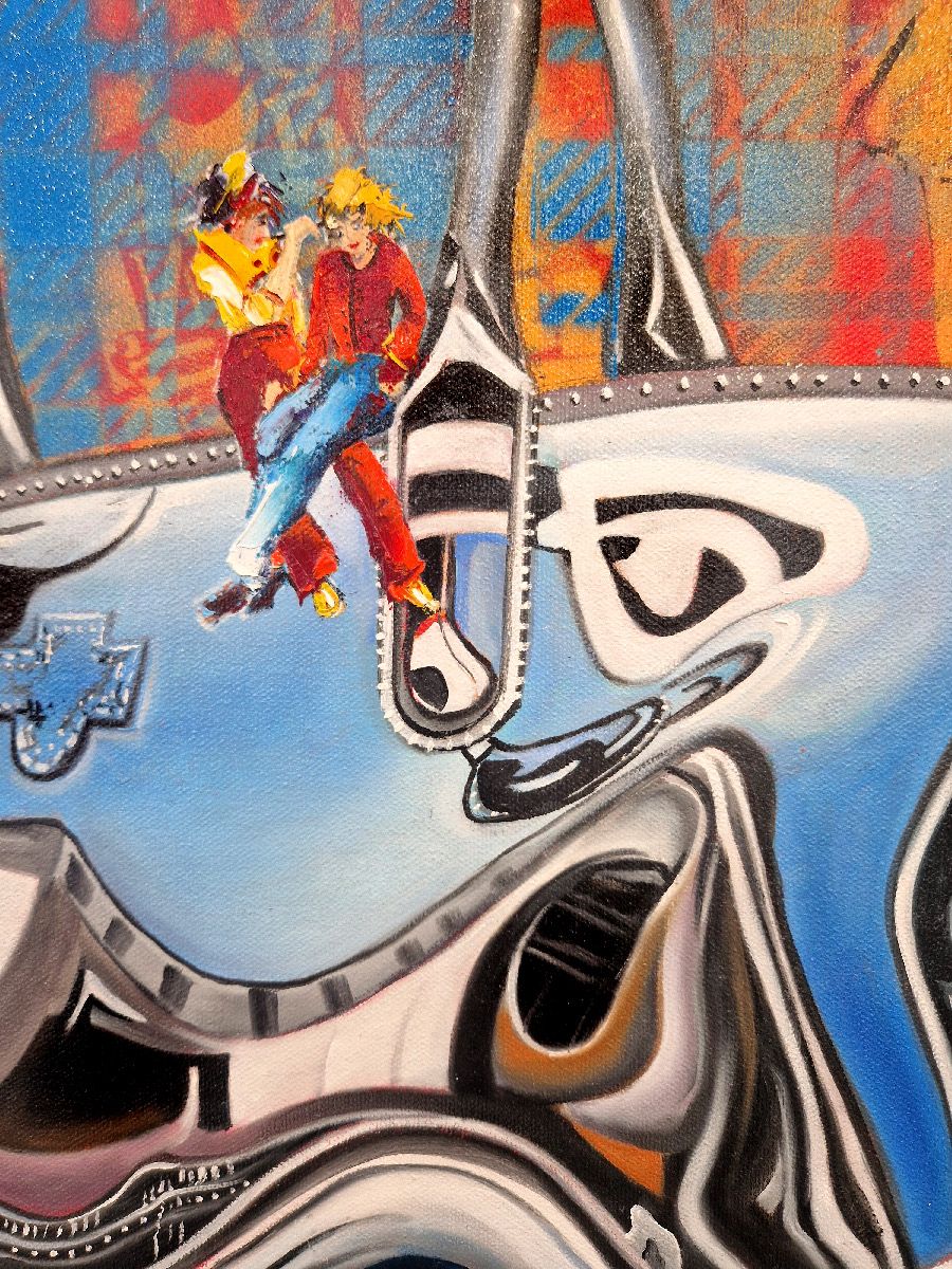 Tableau L'apprentissage de Geneviève Canto dans un intérieur – 80 × 80 cm