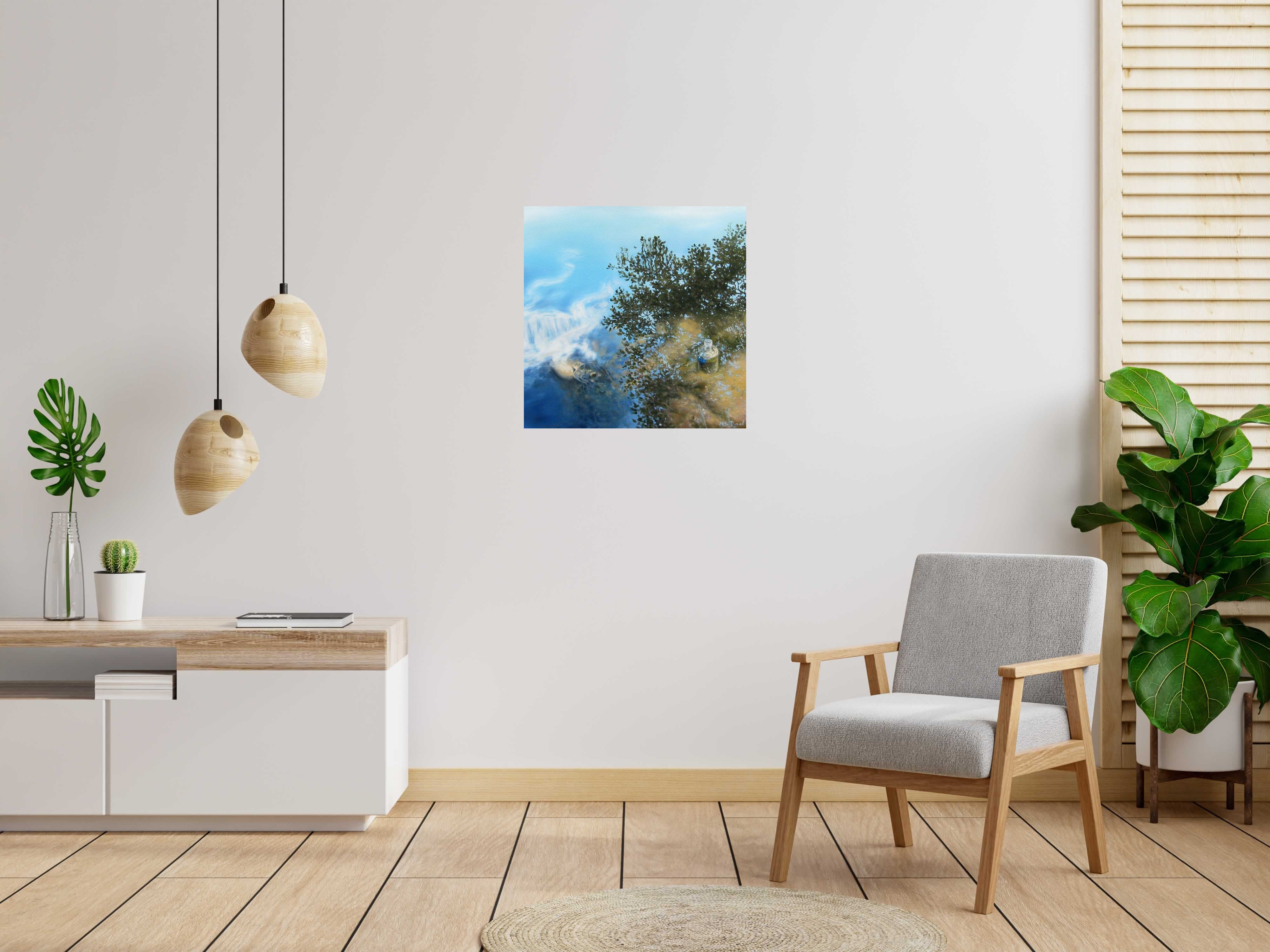 Tableau ABSOLUT V de ELISE BARAT dans un intérieur – 70 × 70 cm