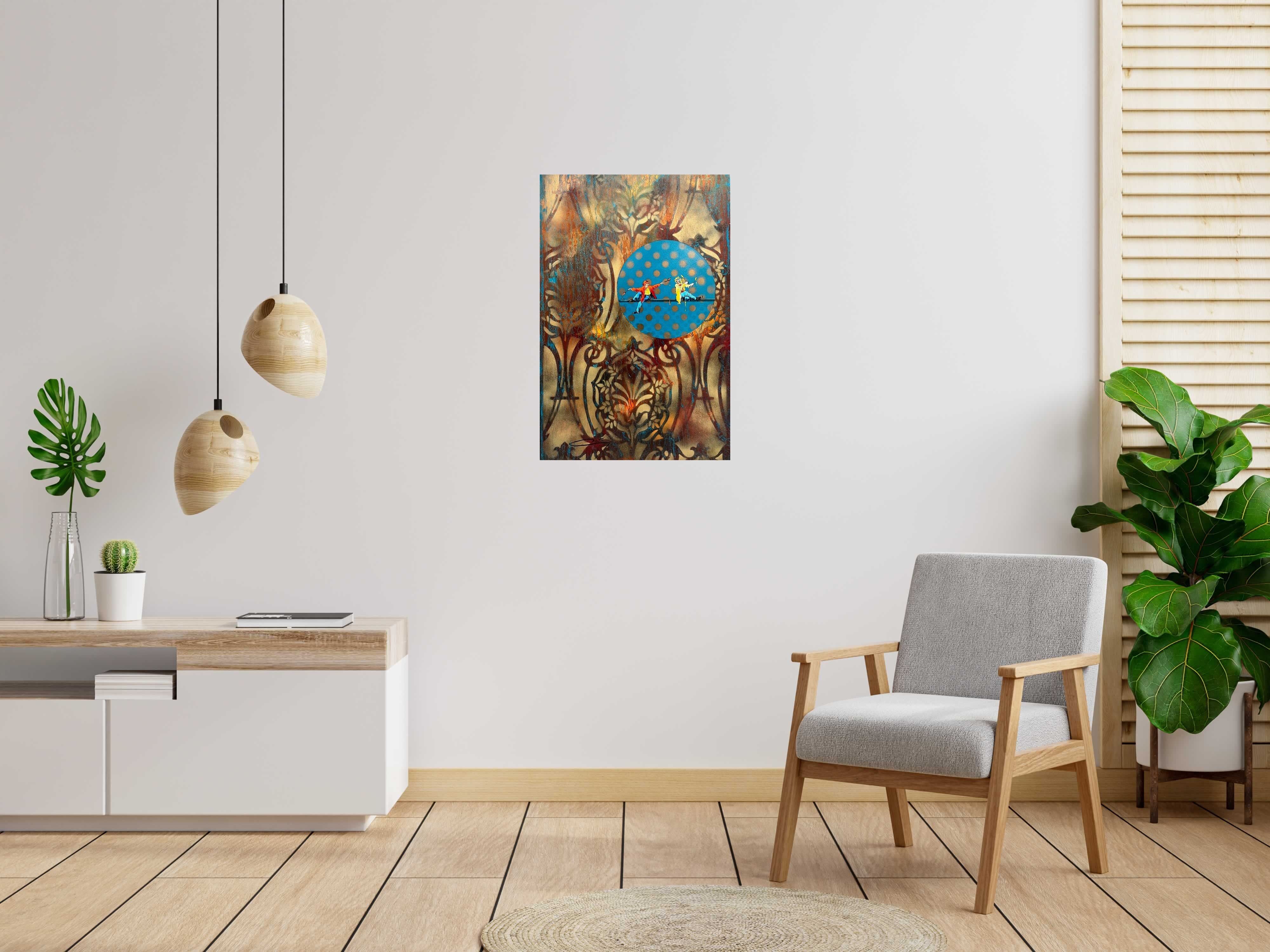 Tableau Les satisfactions de Geneviève Canto dans un intérieur – 60 × 90 cm