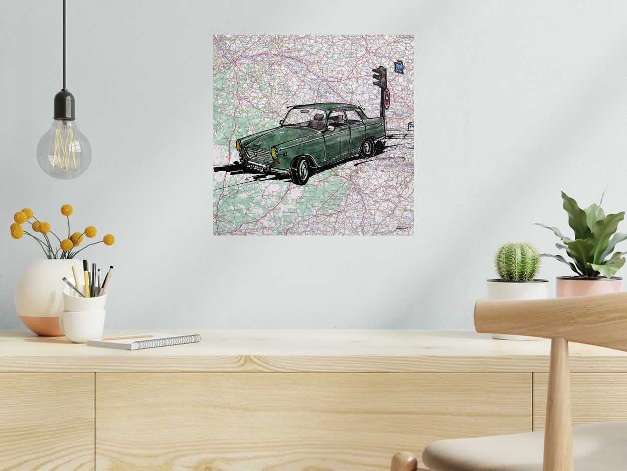 Tableau 404 VERT de CYRIL REGUERRE dans un intérieur – 40 × 40 cm