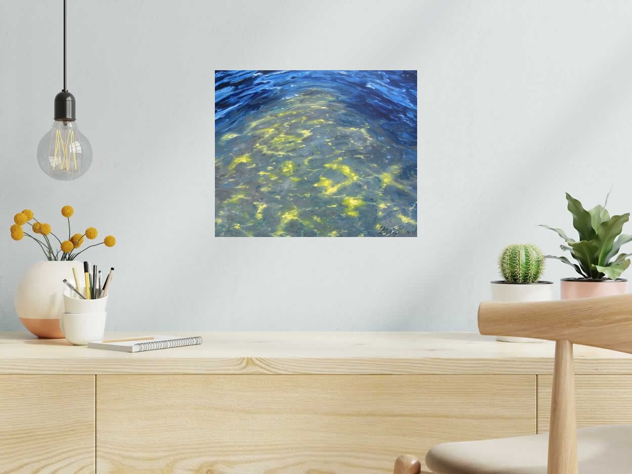 Tableau PISCINE NOIRE de ELISE BARAT dans un intérieur – 33 × 40 cm