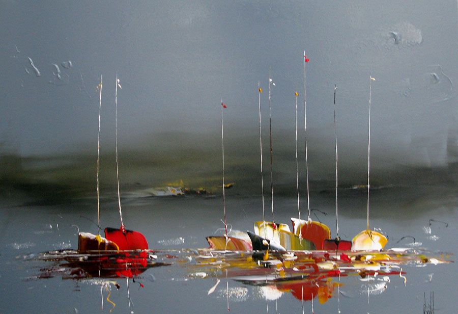 Tableau format xxl MARINE ABSTRAITE – F. BOUTET – 73 × 100 cm
