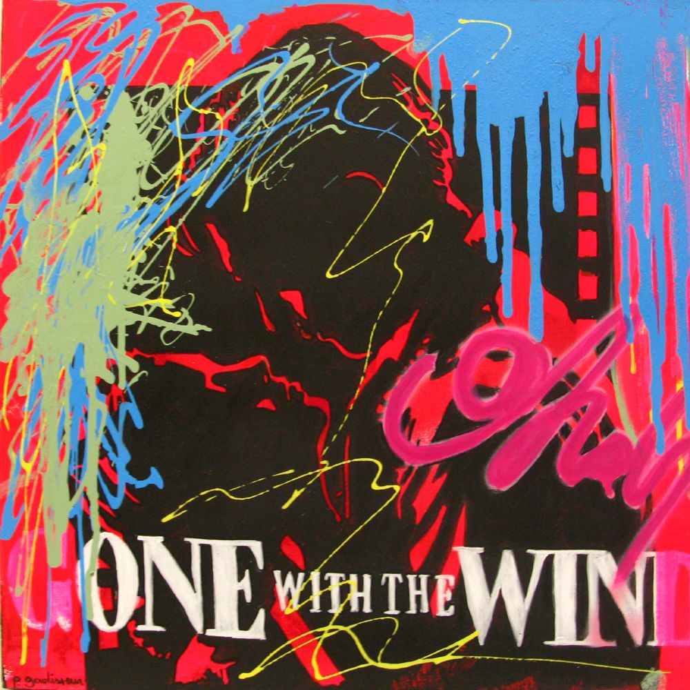Tableau graffiti moyen format one with the wind – PATRICIA GADISSEUR – 50 × 50 cm