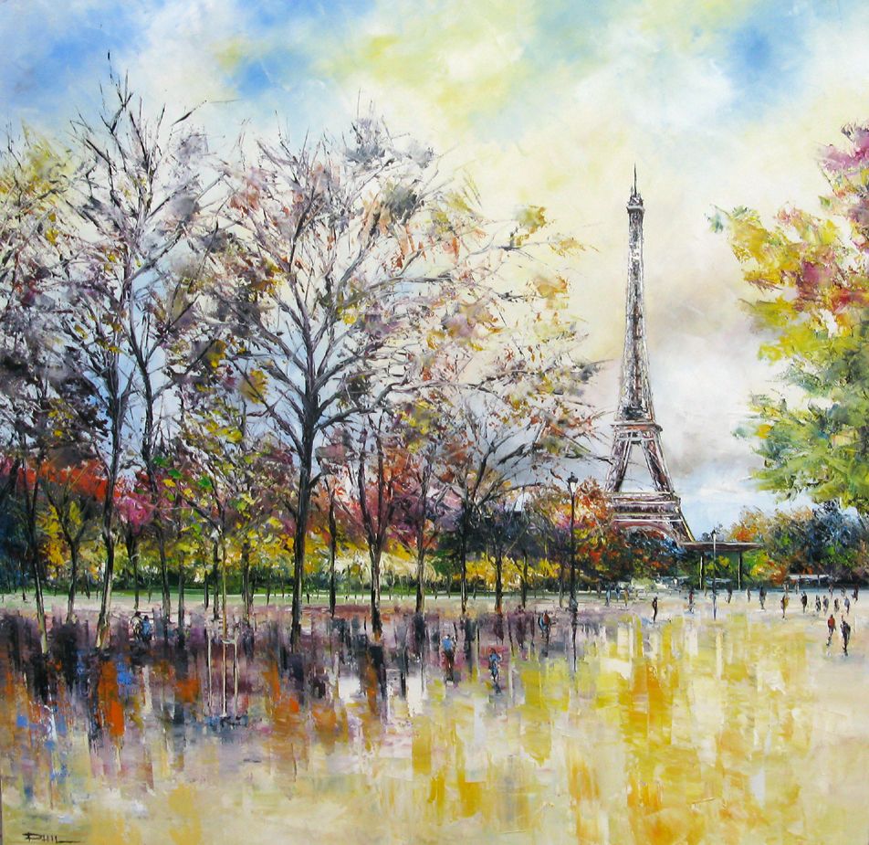 Tableau grand format Jardins de Paris – PHIL – 100 × 100 cm
