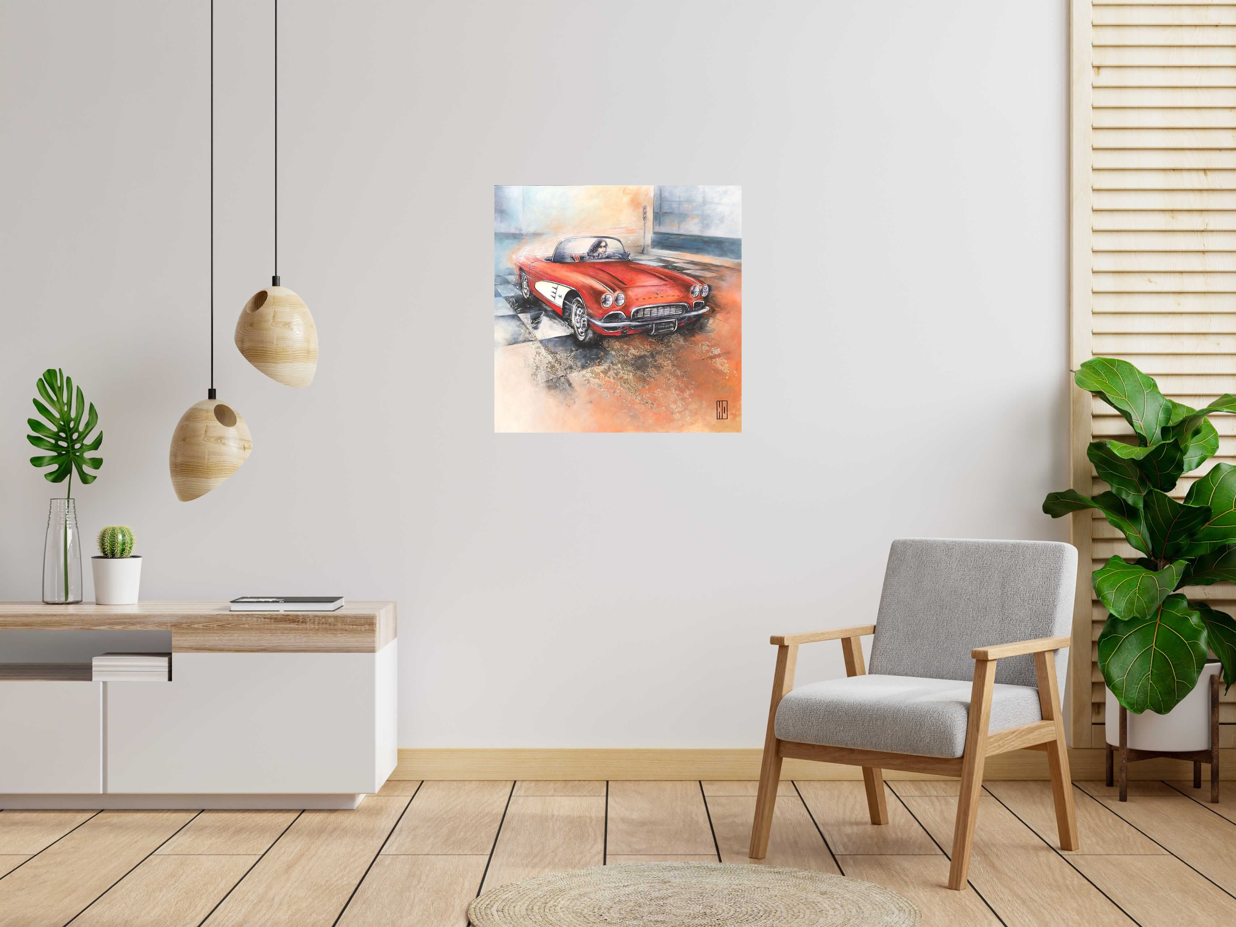 Tableau STREET AIR de HUBERT OLLIVIER dans un intérieur – 80 × 80 cm