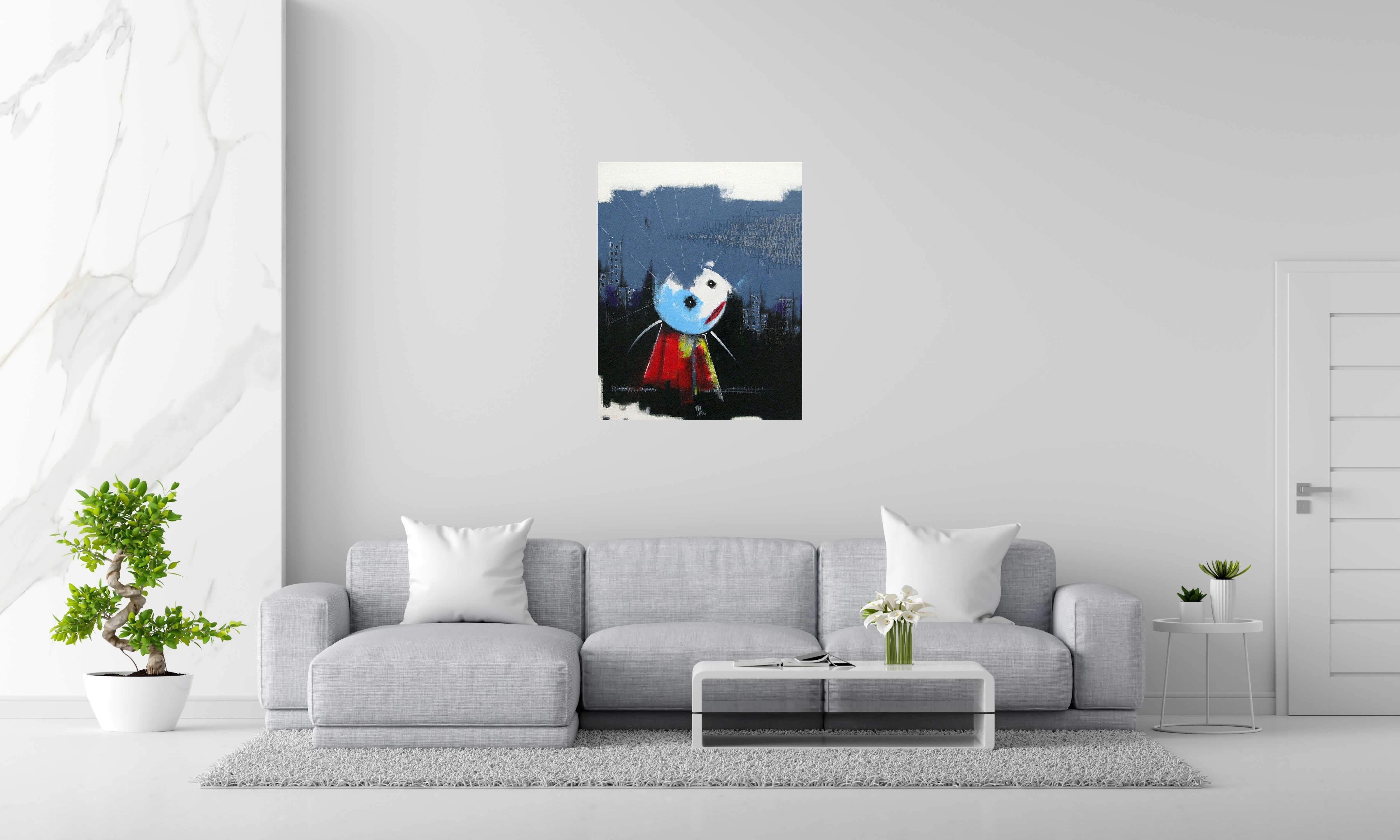 Tableau VOIT DANS LES NUAGES de WALTER dans un intérieur – 92 × 73 cm