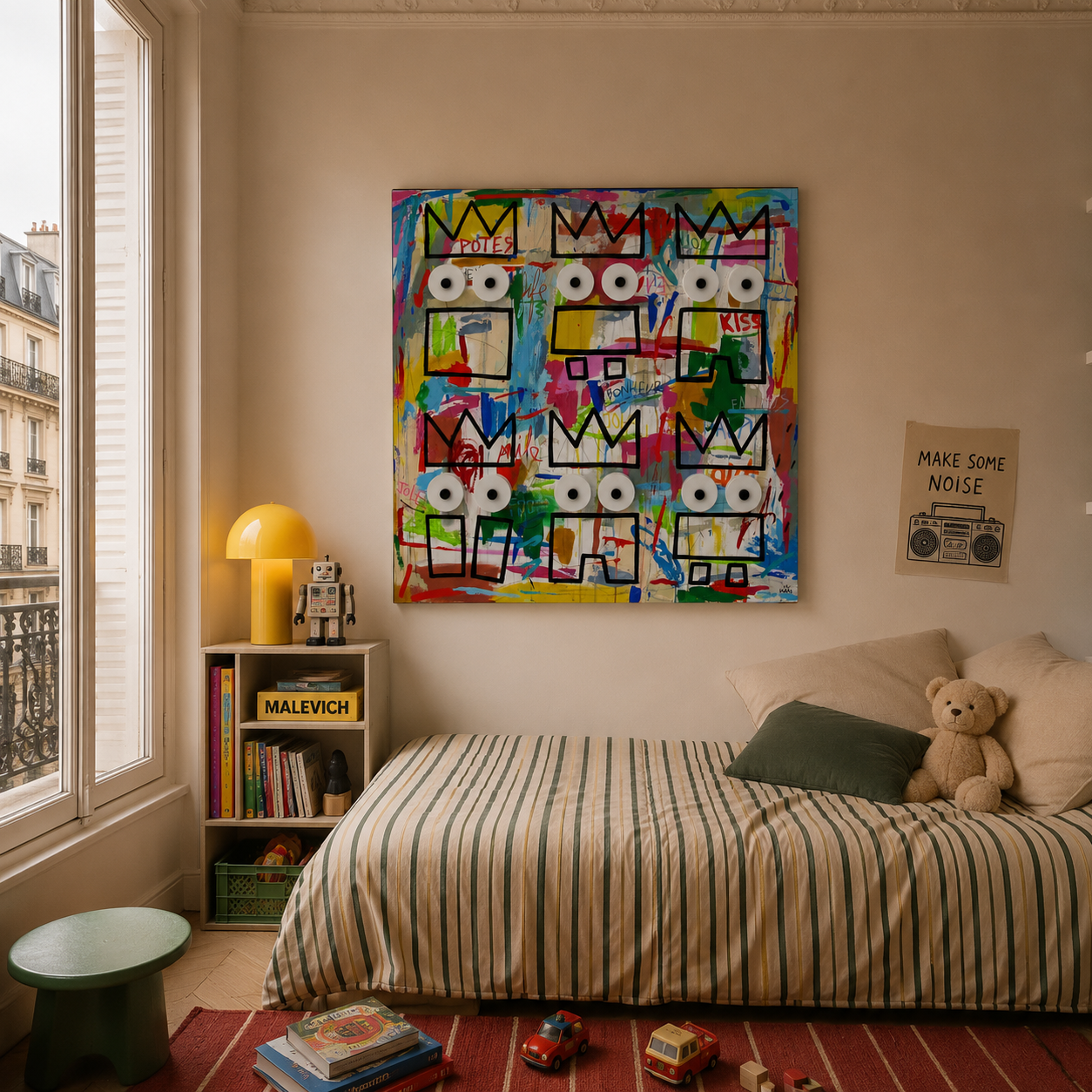 Tableau Les Potes de MAM dans un intérieur – 90 × 90 cm