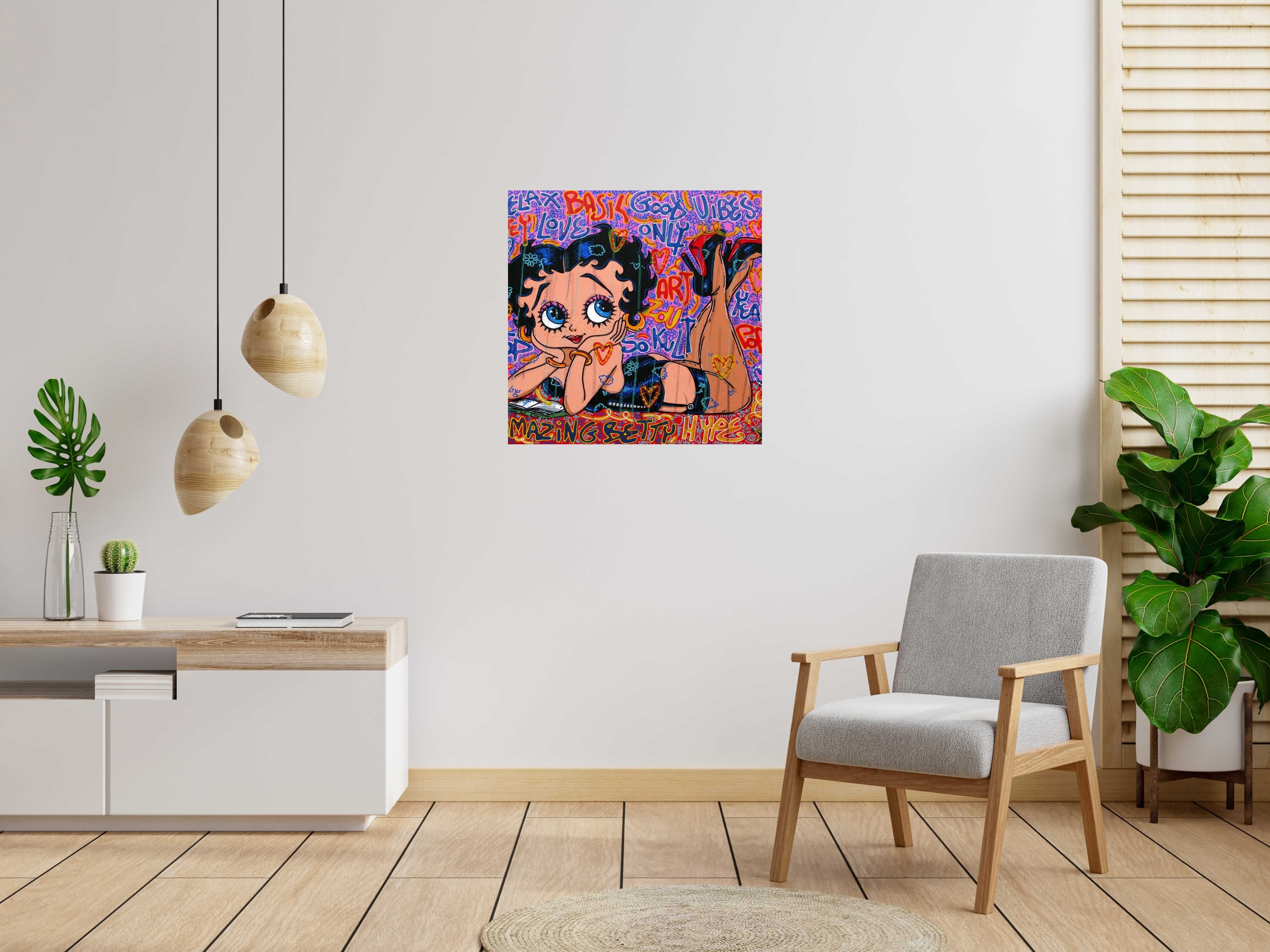Tableau Love betty de RICO SAB dans un intérieur – 80 × 80 cm