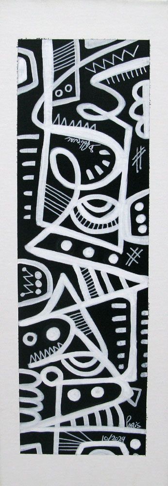 Tableau graphique petit format blanc et noir Montmartre – Daniel De POLIGNAC – 20 × 60 cm