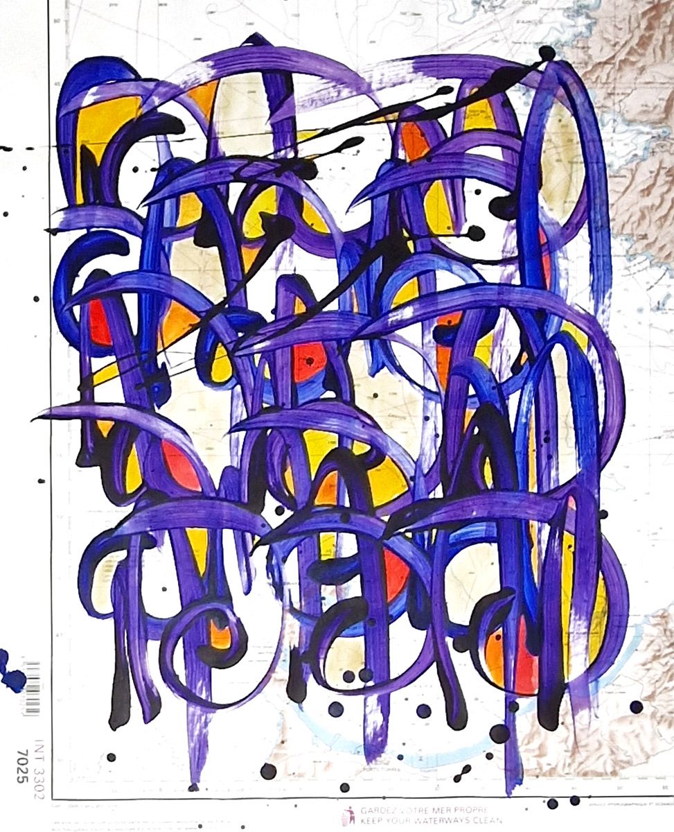 Tableau graphique petit format NONAME CARTE MARITIME N°10 – STEPHANE RIME – 50 × 40 cm