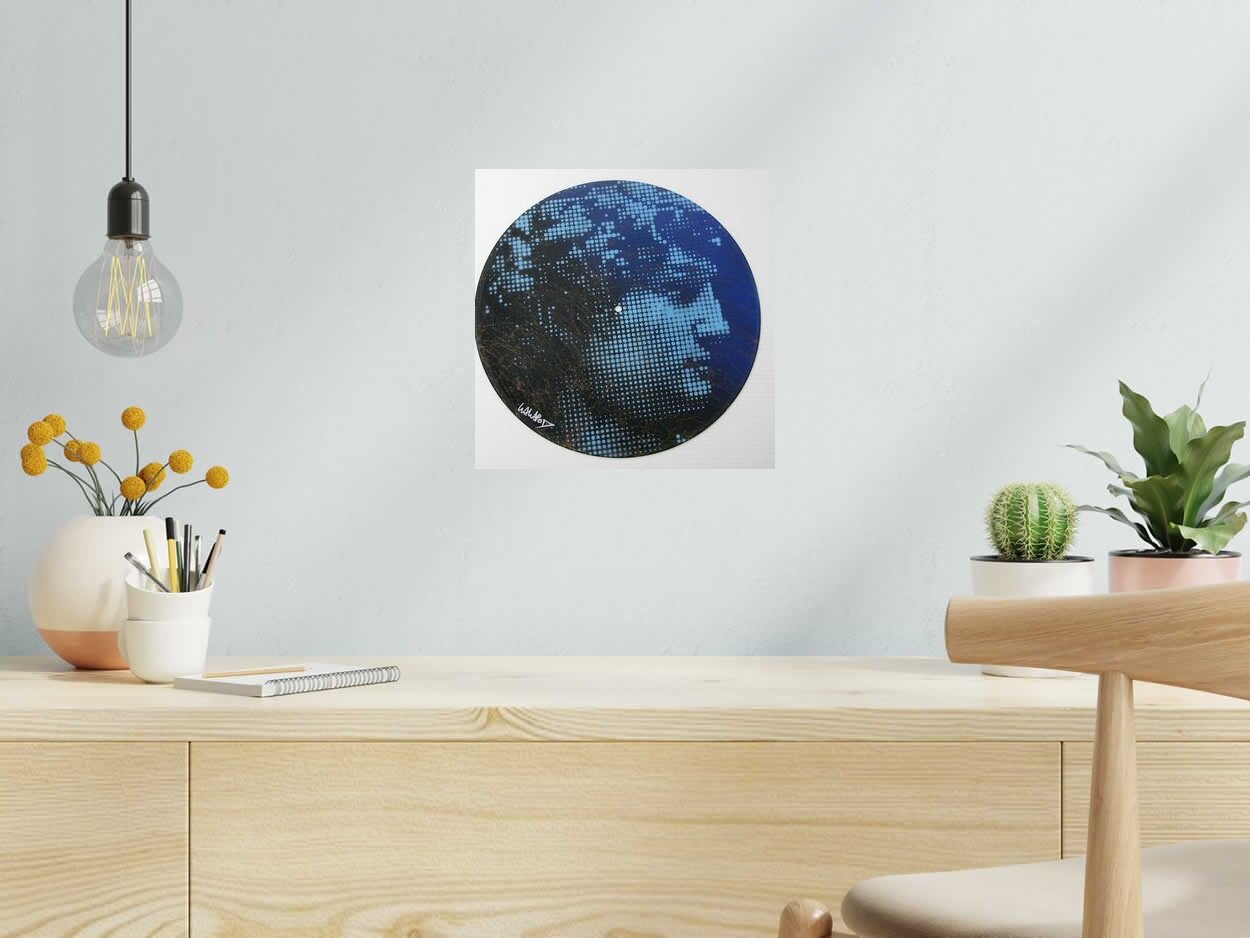 Tableau David bleu de WAWAPOD dans un intérieur – 30 × 30 cm