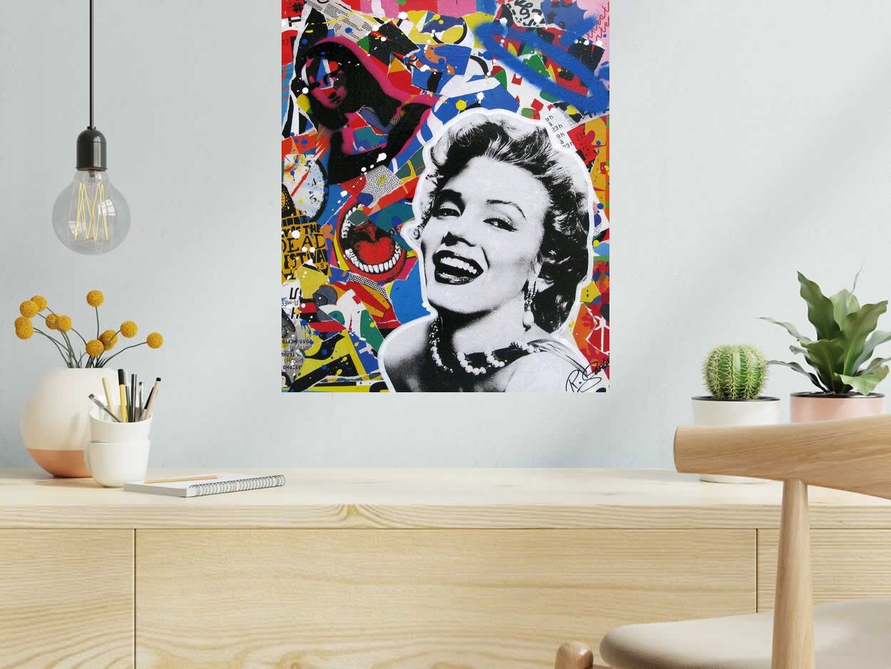 Tableau MARILYN de RS ARTIST dans un intérieur – 55 × 46 cm