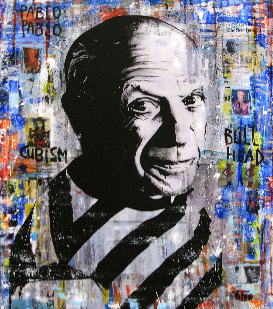 Tableau street art format xxl PABLO – THIERRY RASINE – 92 × 73 cm