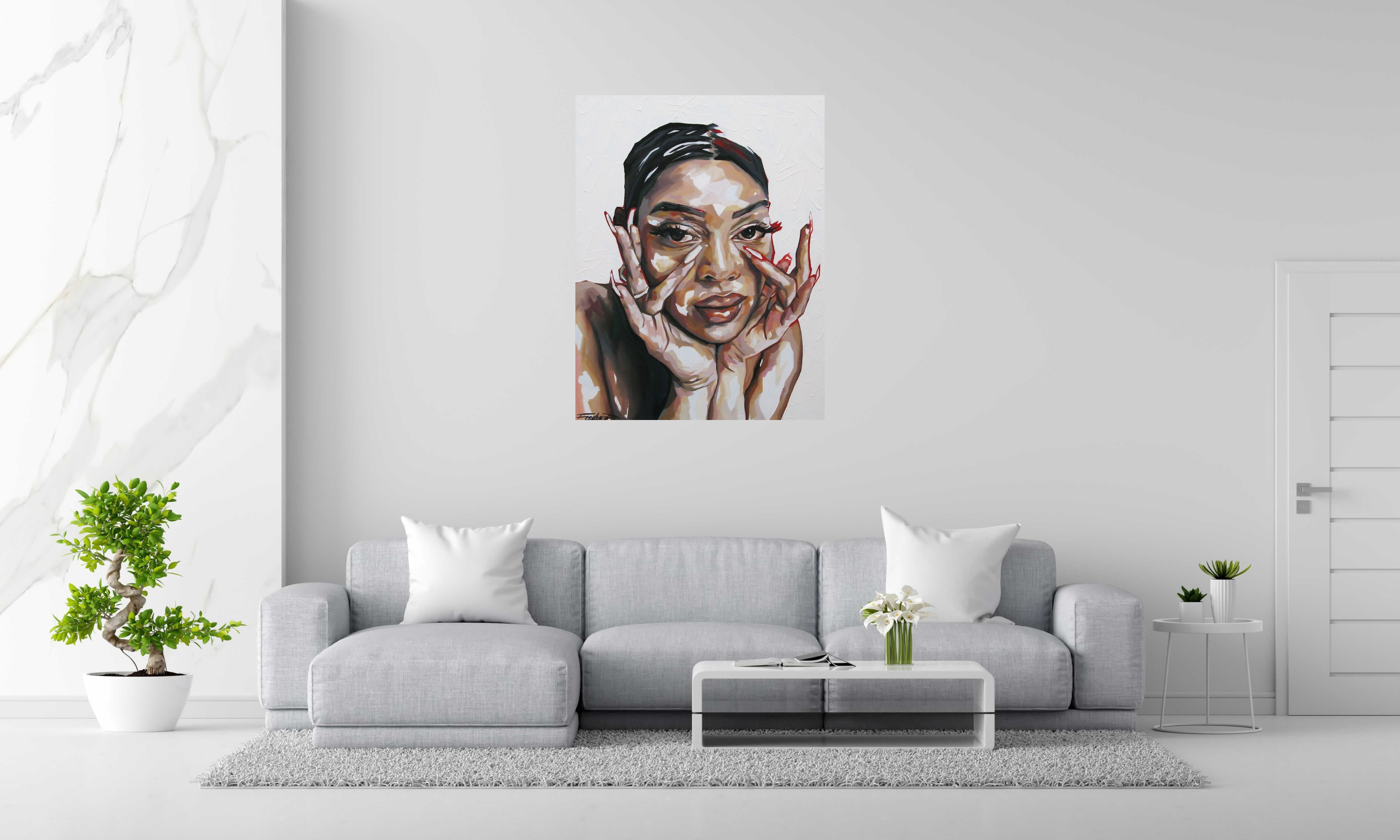 Tableau Regard de FRESHA D dans un intérieur – 89 × 116 cm