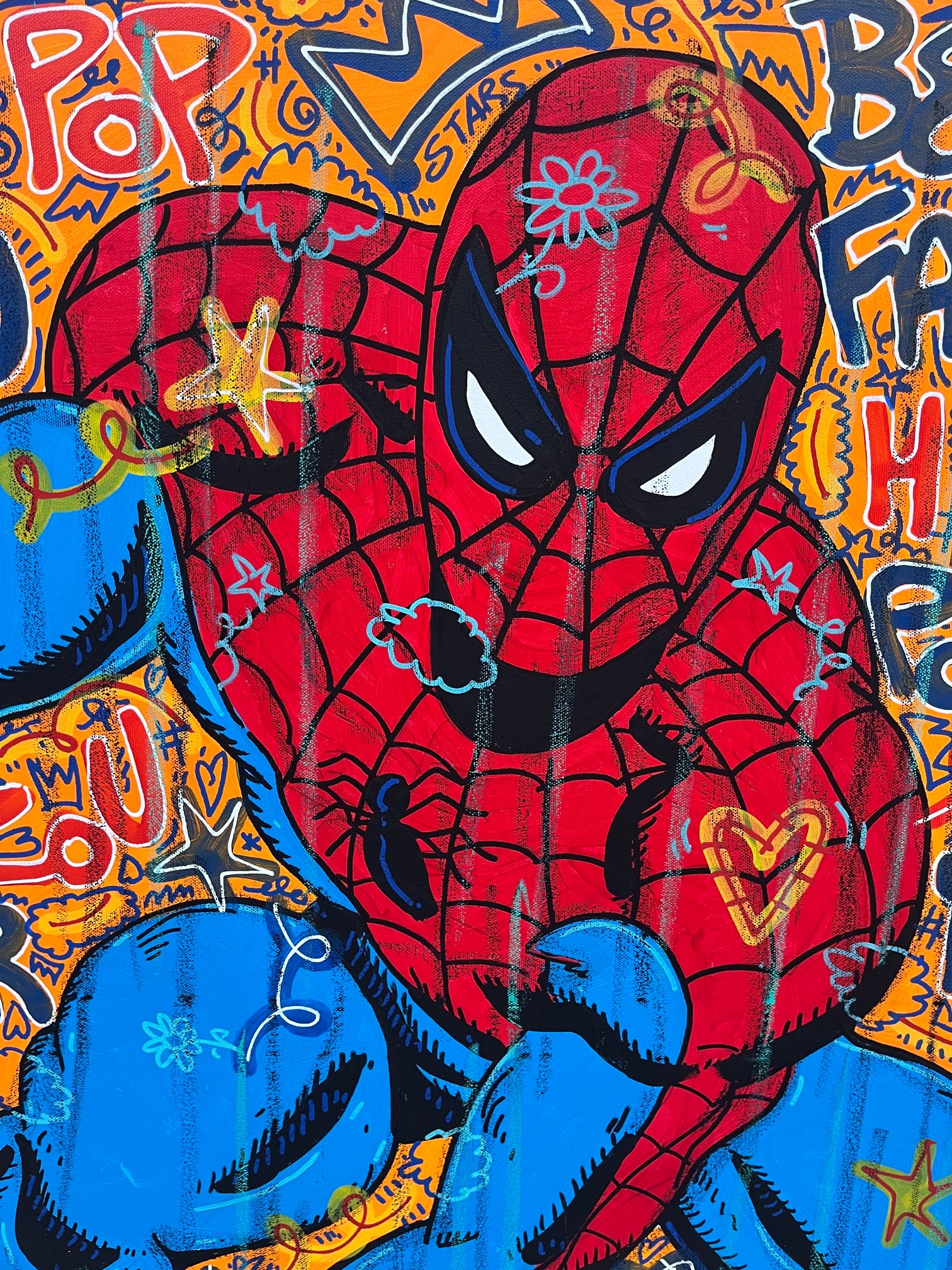 Tableau CREATE YOU SPIDER de RICO SAB dans un intérieur – 100 × 100 cm