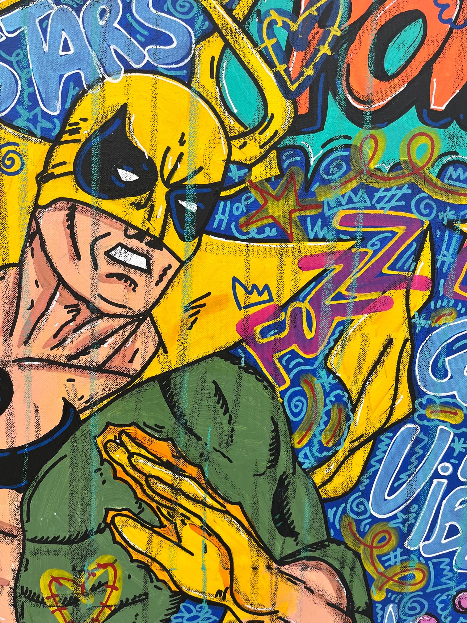 Tableau Iron Fist Pow de RICO SAB dans un intérieur – 116 × 89 cm