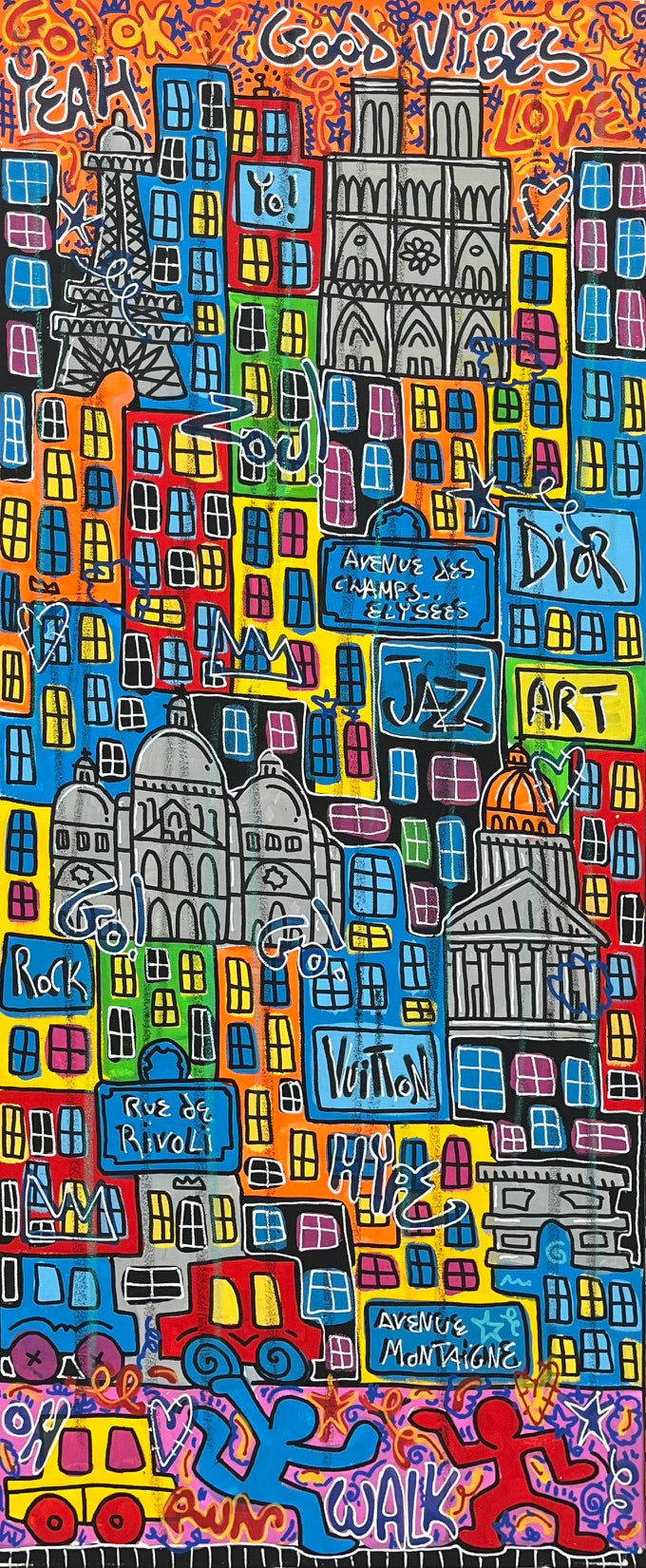 Tableau street art grande taille OK PARIS – RICO SAB – 120 × 50 cm