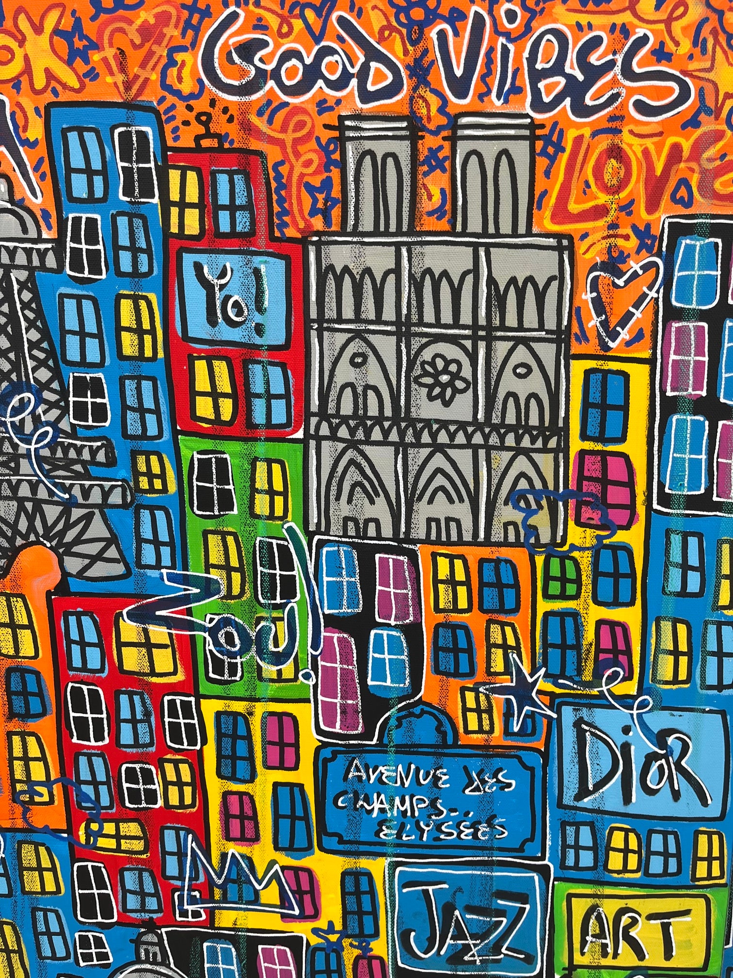 Tableau OK PARIS de RICO SAB dans un intérieur – 120 × 50 cm