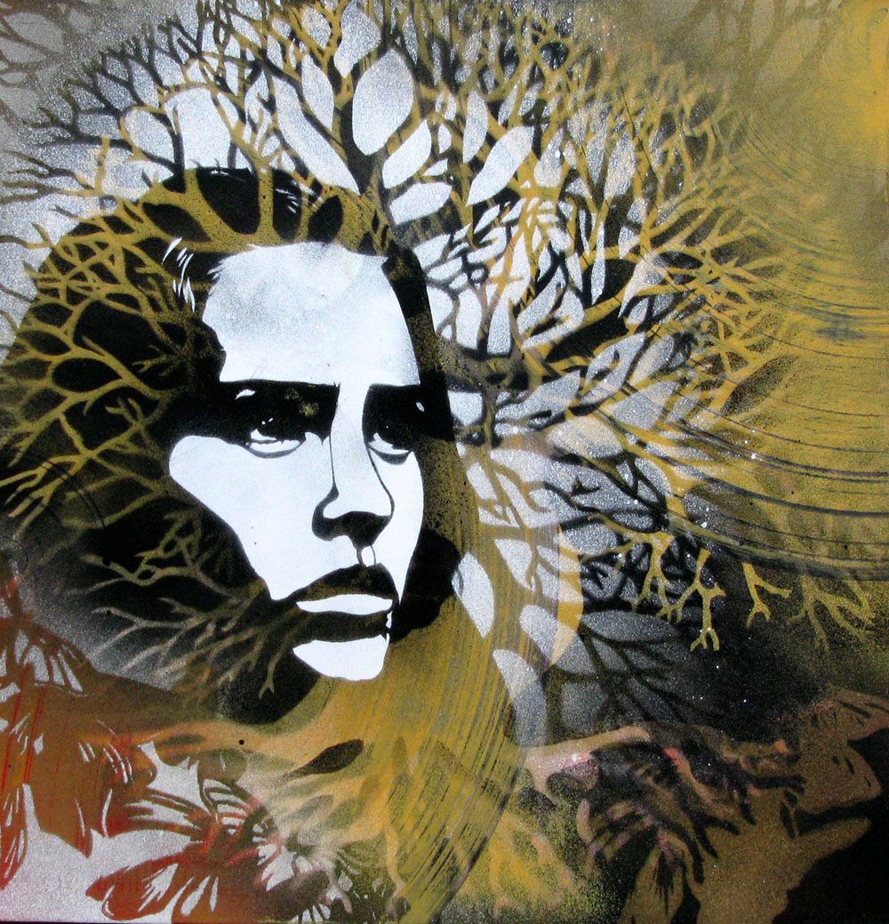 Tableau street art moyen format brun SANS TITRE – KARO TRASS – 50 × 50 cm