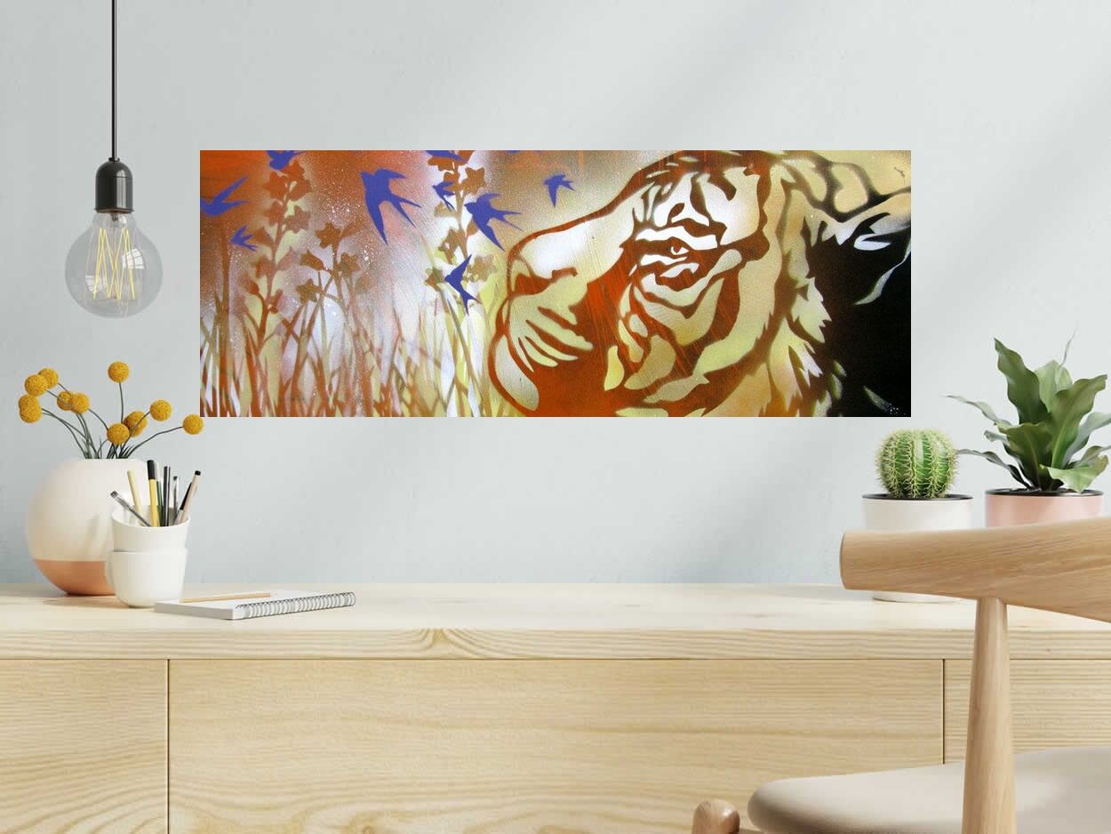 Tableau REVE D'UN CHAT de KARO TRASS dans un intérieur – 30 × 80 cm