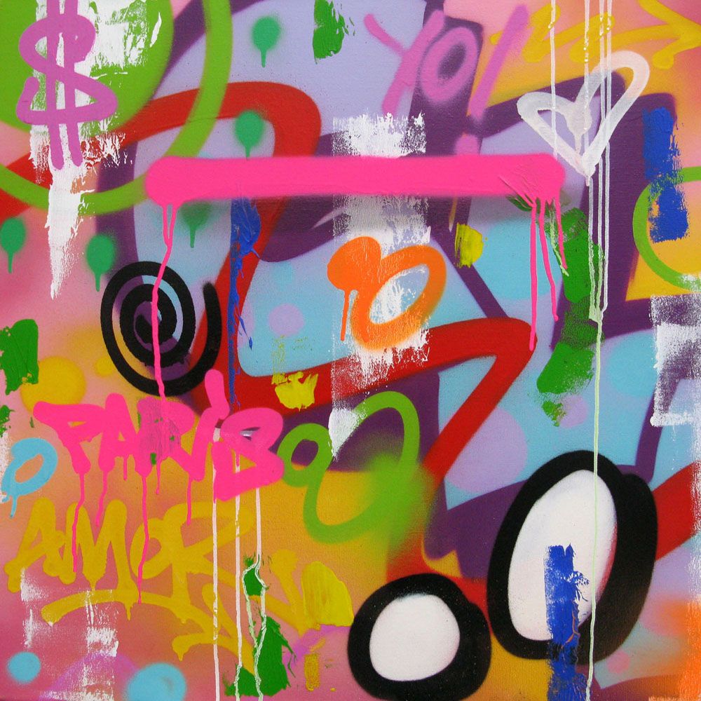 Tableau street art moyen format COLORAMAX 8 – KENY – 70 × 70 cm