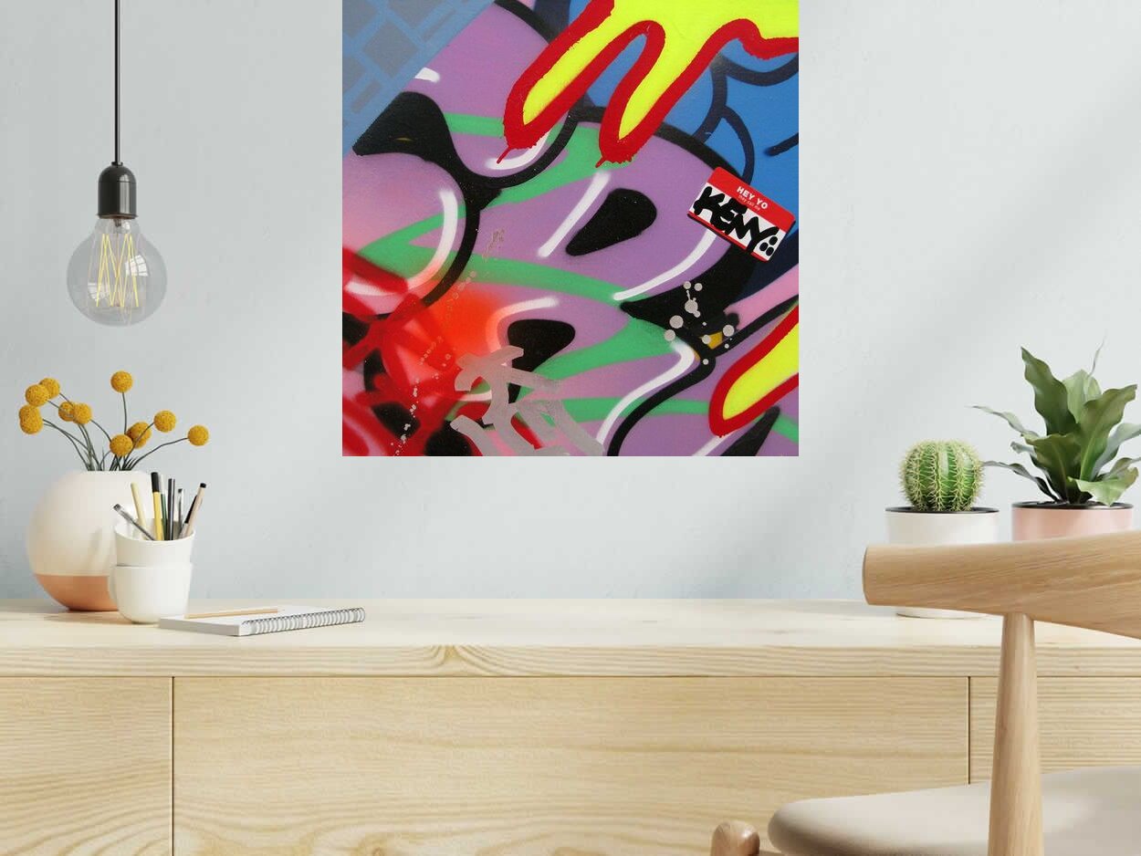 Tableau ERASE de KENY dans un intérieur – 50 × 50 cm