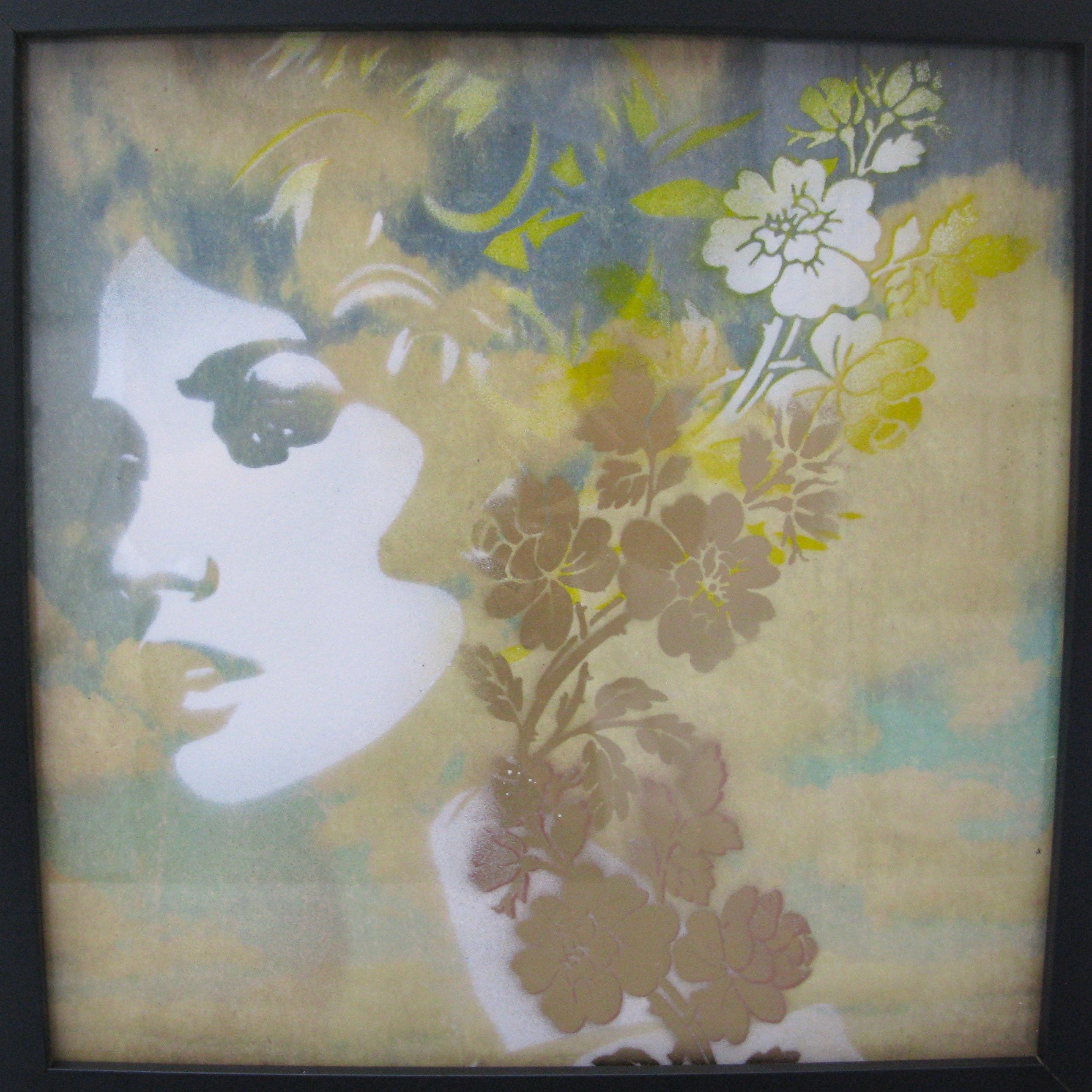 Tableau street art petit format La tête dans les nuages – KARO TRASS – 32 × 32 cm