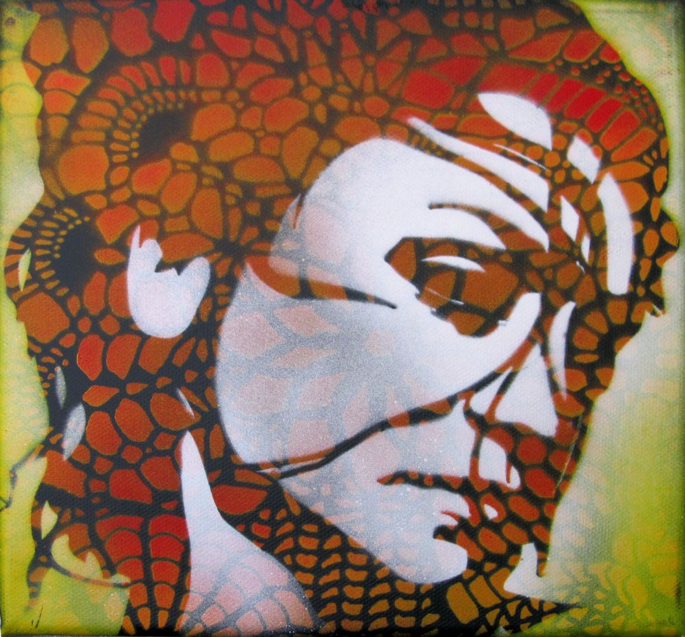 Tableau street art petit format Léopoldine – KARO TRASS – 20 × 20 cm