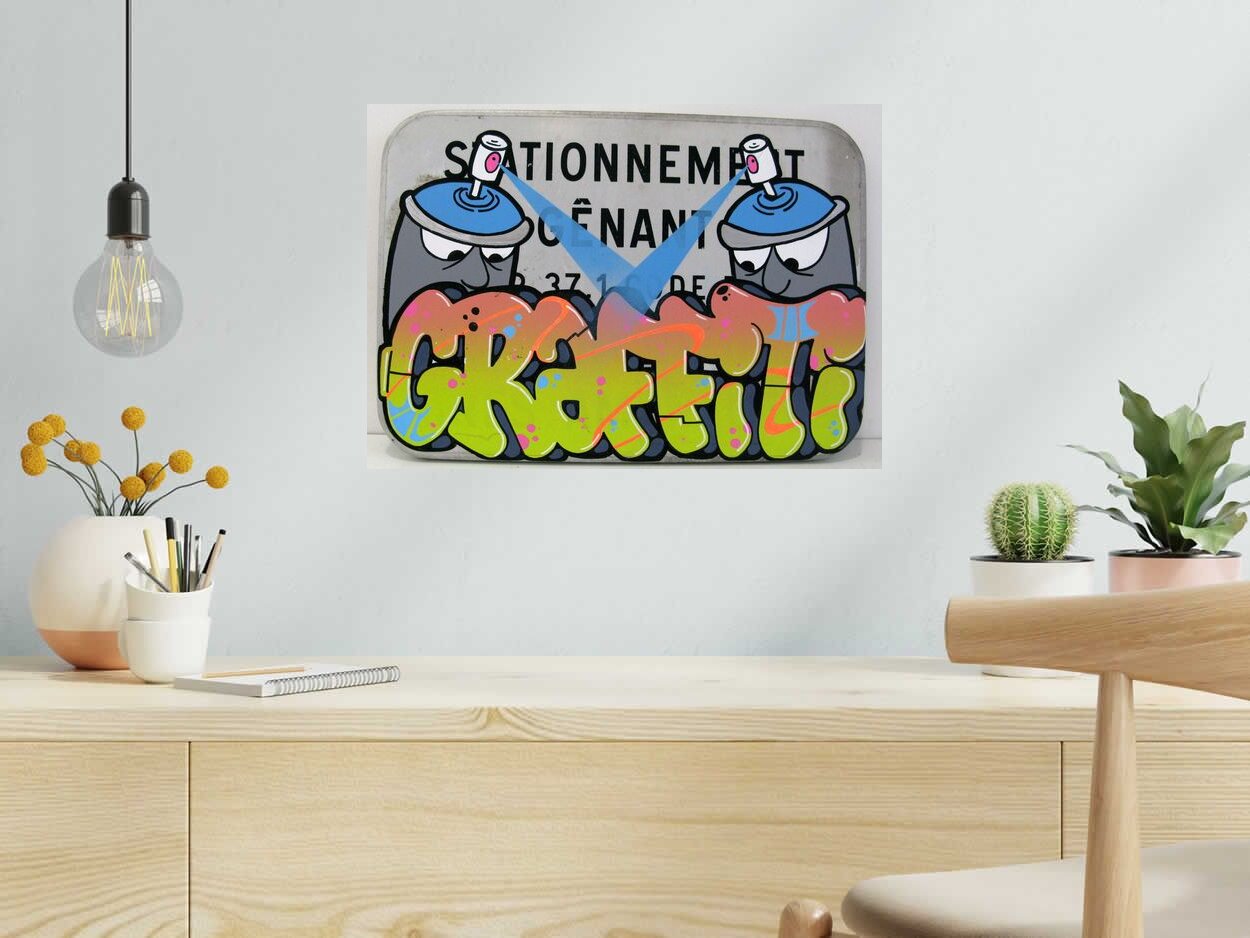 Tableau Duel de spray de KENY dans un intérieur – 51 × 36 cm