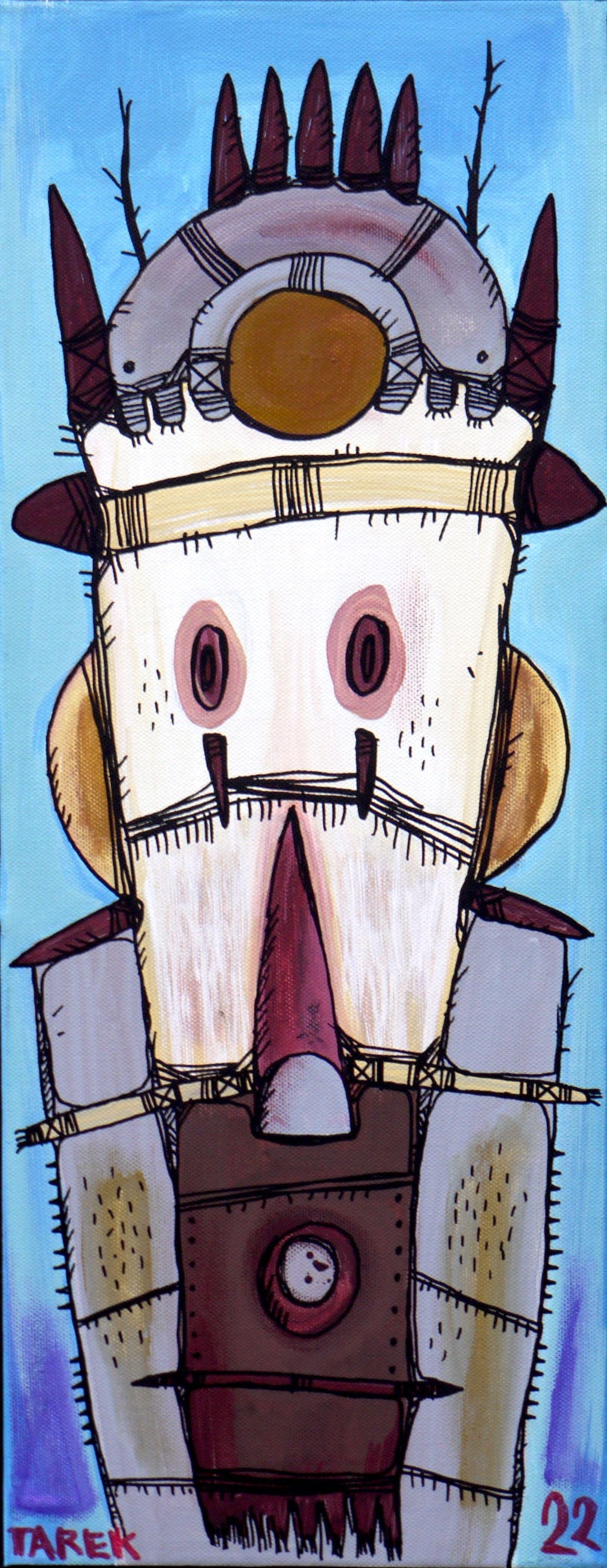 Tableau street art petit format Mask allongé 2 – TAREK – 20 × 50 cm