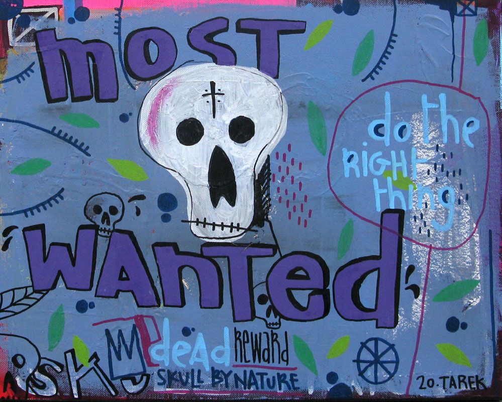 Tableau street art petit format Most Wanted – TAREK – 41 × 33 cm