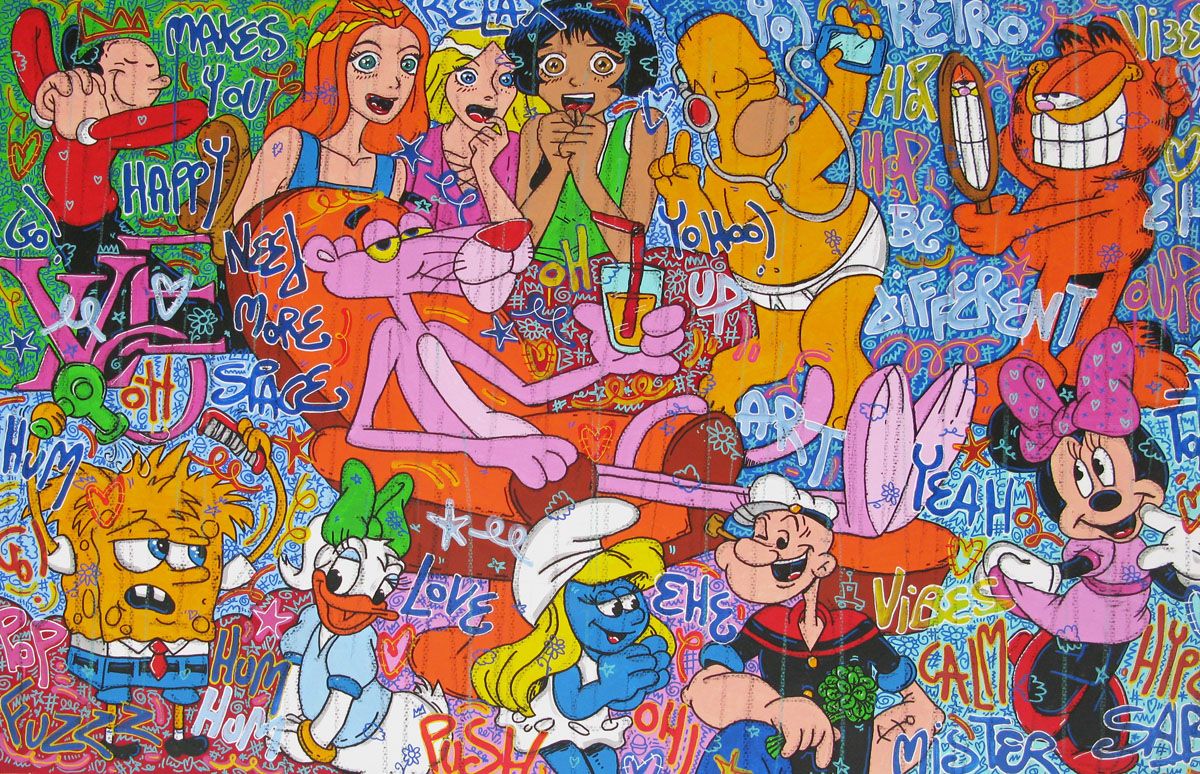 Tableau très grand format Toons Party – RICO SAB – 130 × 195 cm