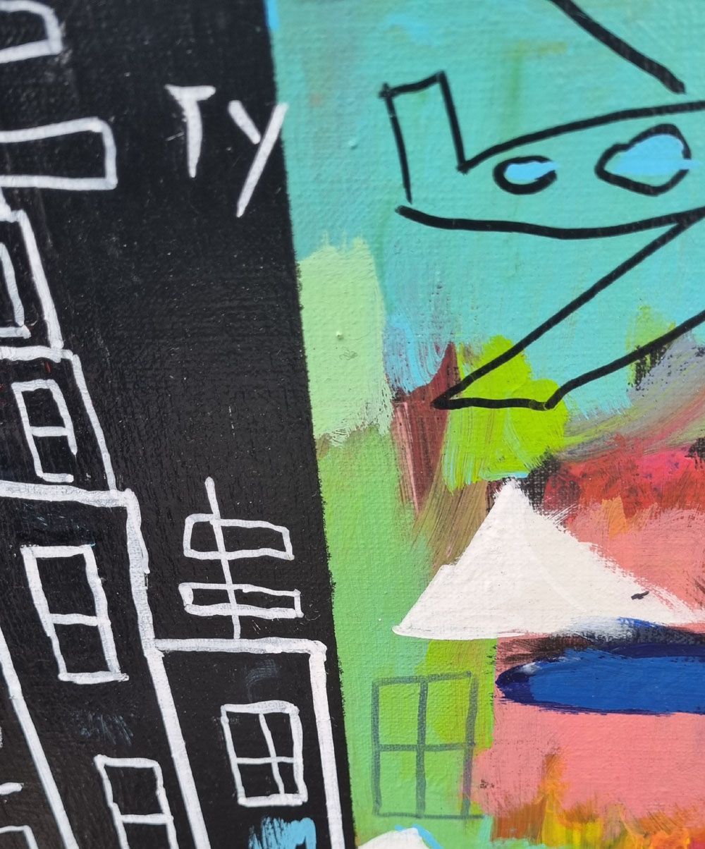 Tableau de THIERRY ROUXEL a pour titre DARK CLOUD style street art dim : THIERRY ROUXELprix:320