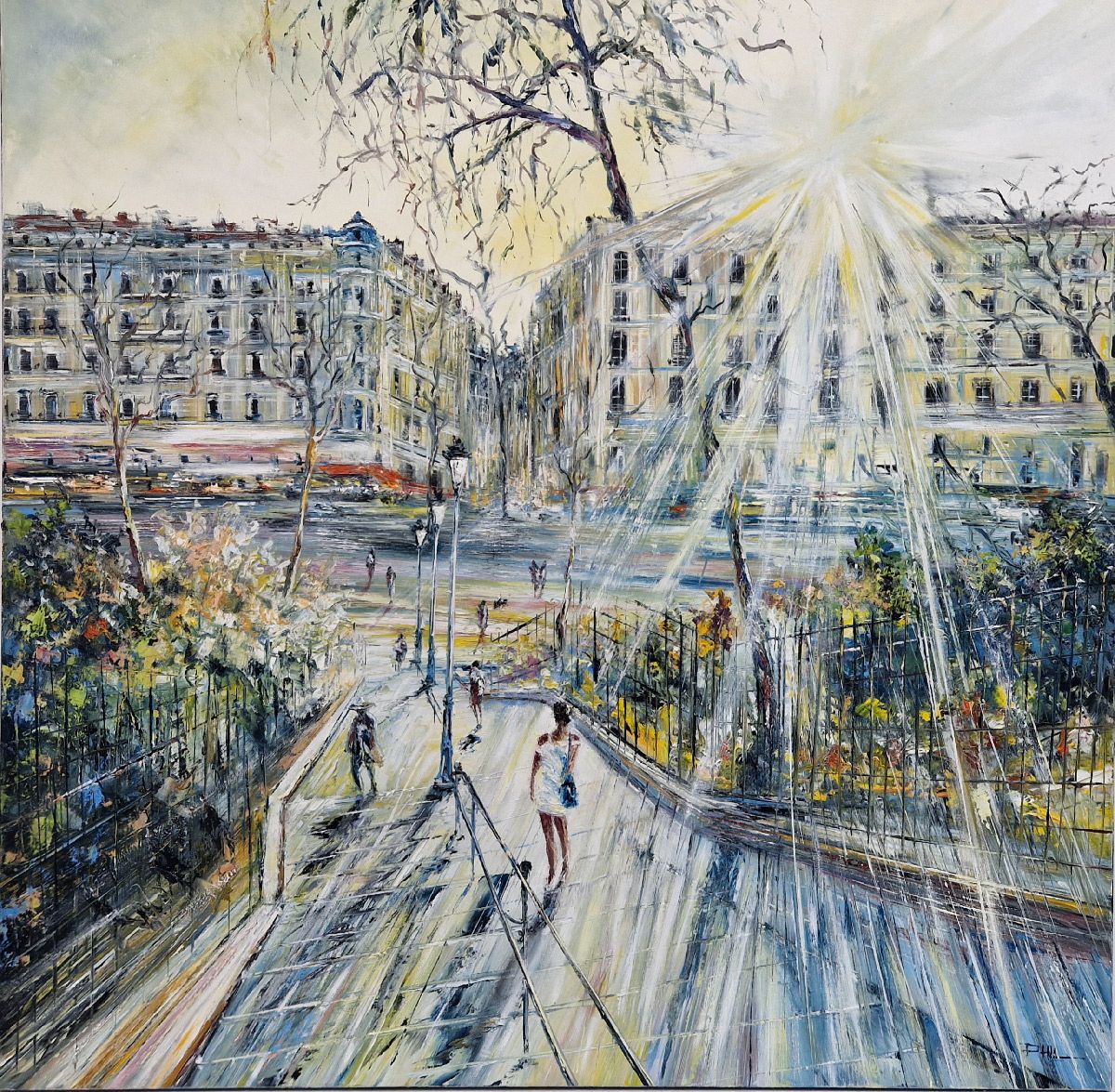 Tableau de PHIL a pour titre Paris - Soirée à Montmartre style figuratif dim : PHILprix:850