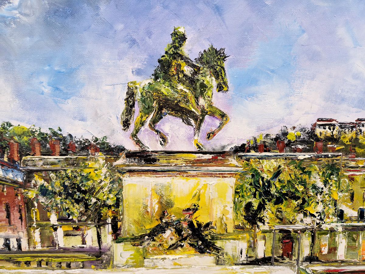 Tableau de PHIL a pour titre Rendez-vous Place Bellecour, Lyon II style figuratif dim : PHILprix:700