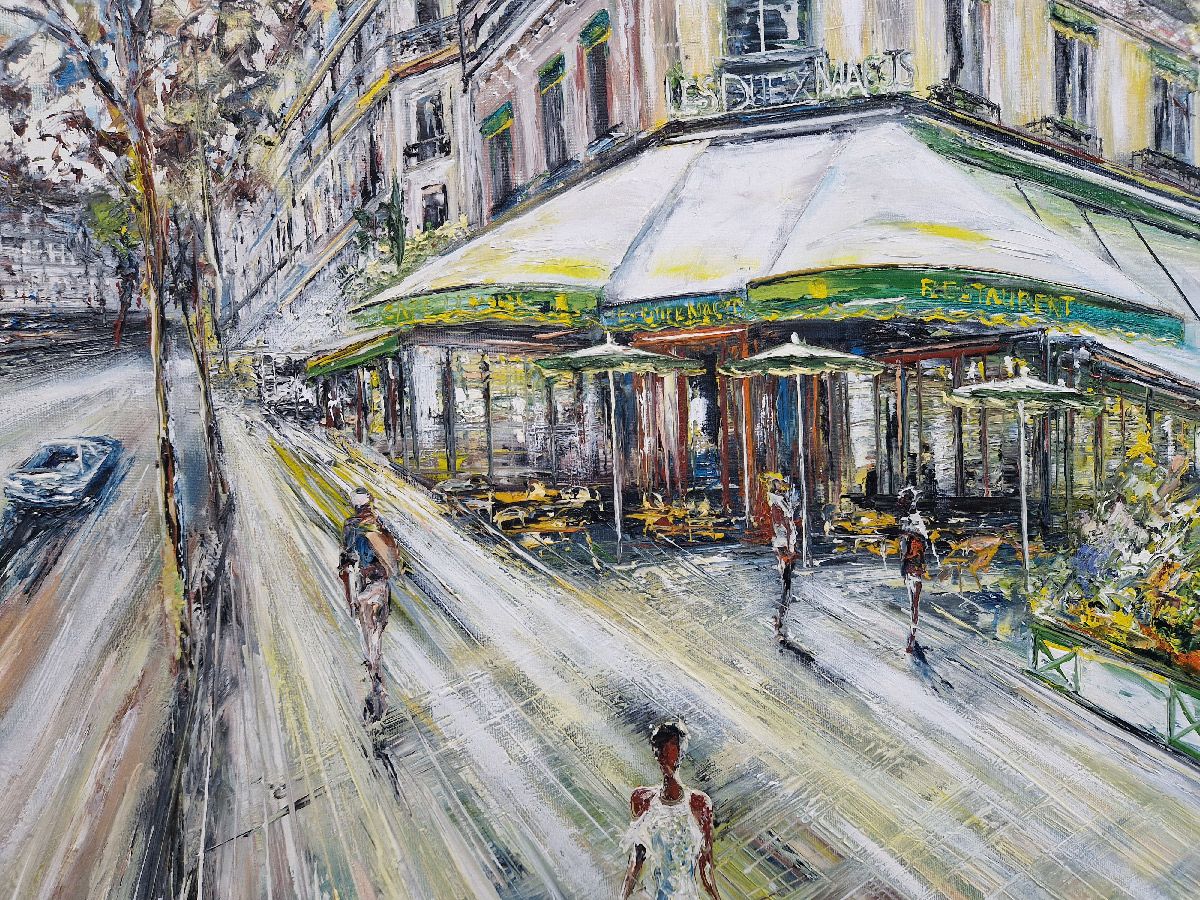 Tableau de PHIL a pour titre Les deux Magots, Paris style figuratif dim : PHILprix:850