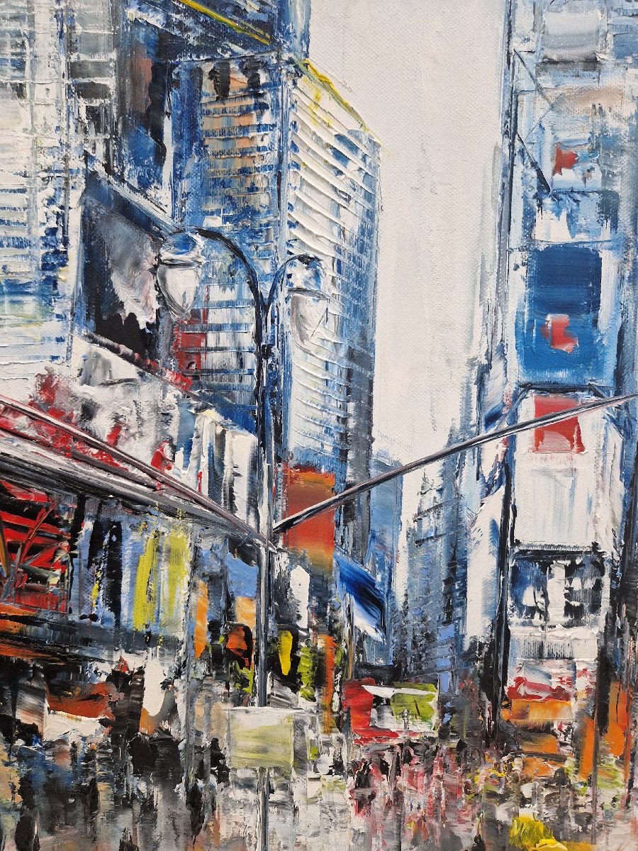Tableau de PHIL a pour titre Evening to Times Square, NY style figuratif dim : PHILprix:350