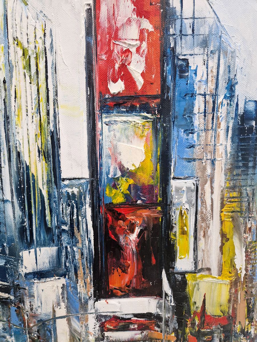 Tableau de PHIL a pour titre Extraordinary Times-Square style figuratif dim : PHILprix:350