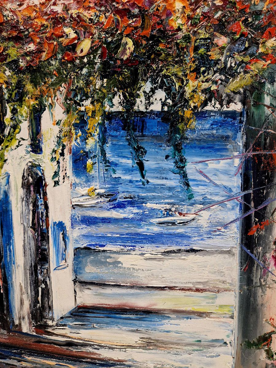 Tableau de PHIL a pour titre Ruelle des Cadaqués style figuratif dim : PHILprix:300
