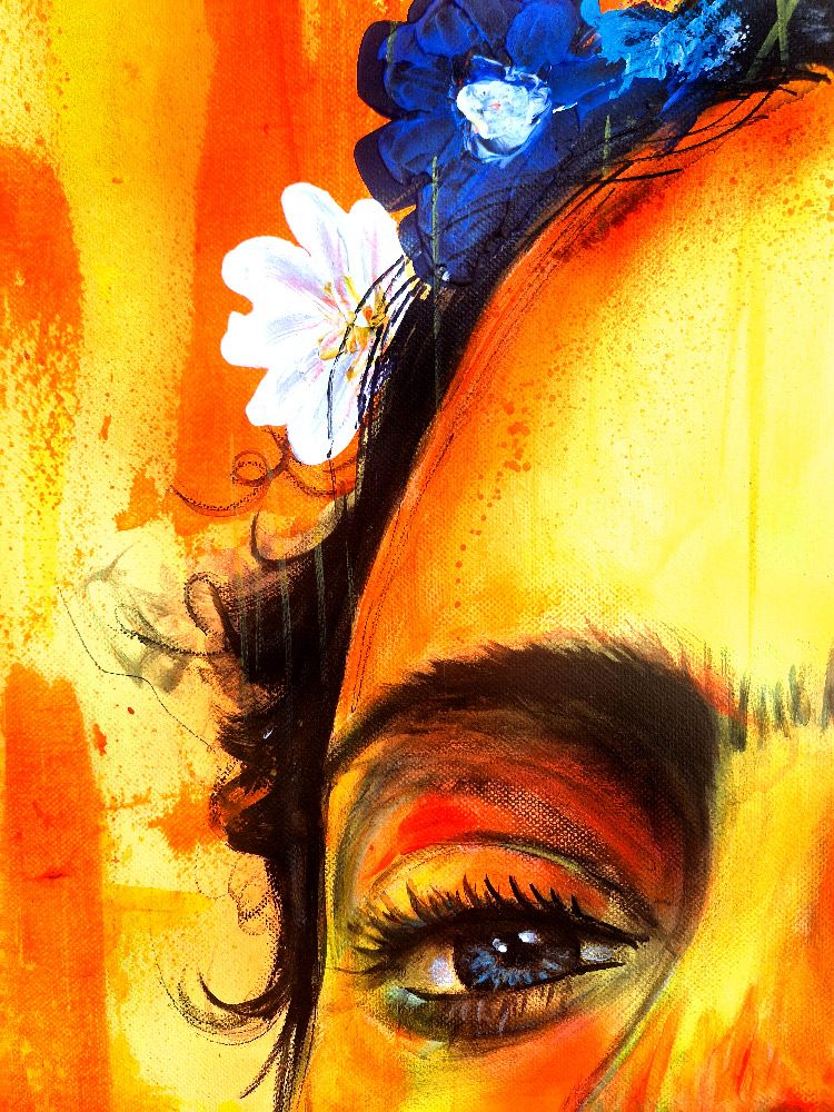 Tableau de ART HM a pour titre Frida Kahlo style figuratif, graphique dim : ART HMprix:1200