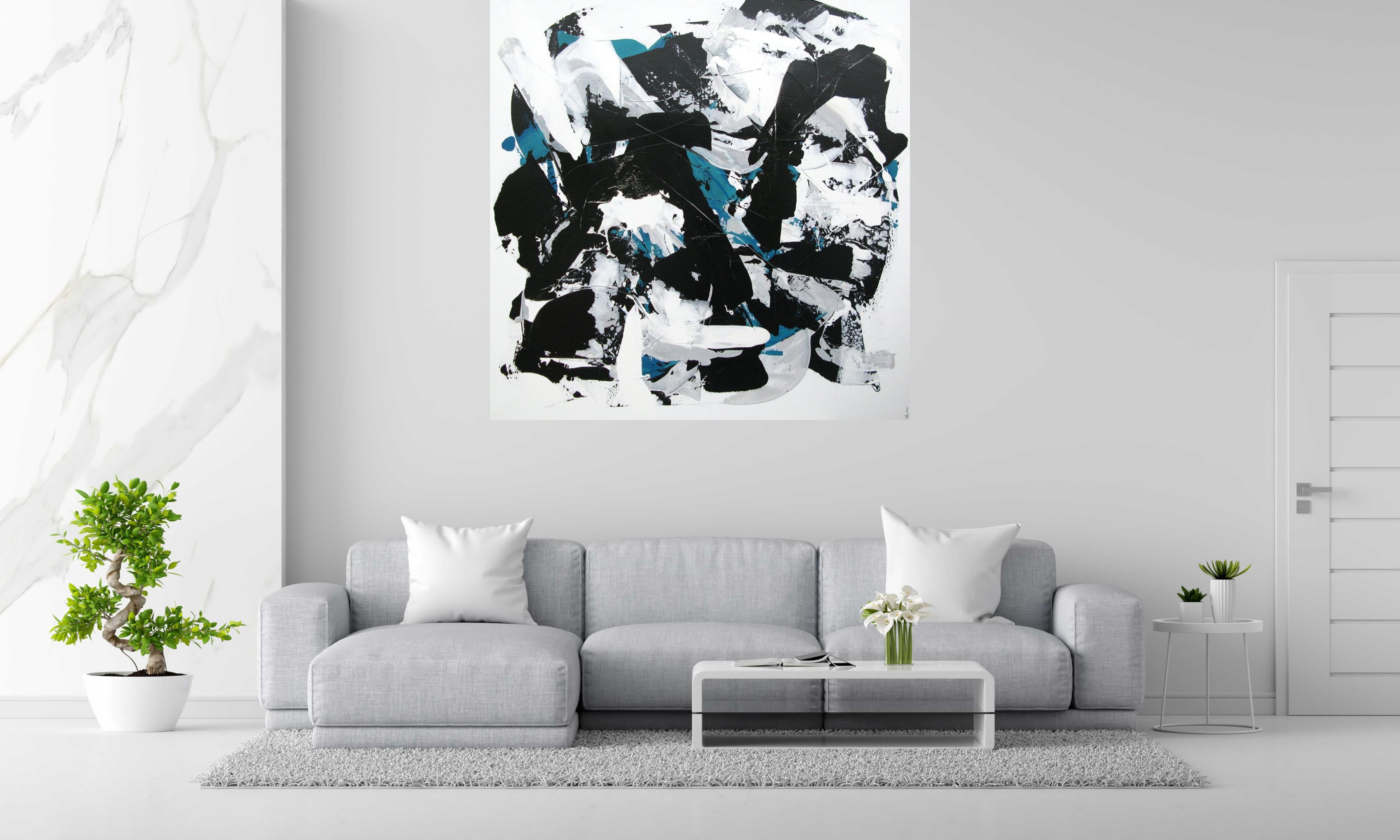 Toile ECUME de CELINE WEBER dans un intérieur – 150 × 150 cm