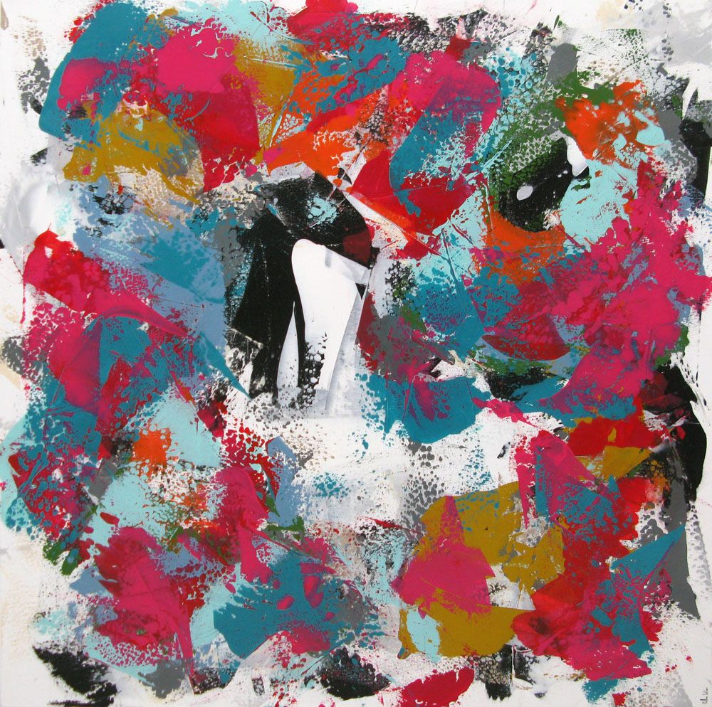 Toile abstraite format xxl EFFERVESCENCE – CELINE WEBER – 150 × 150 cm