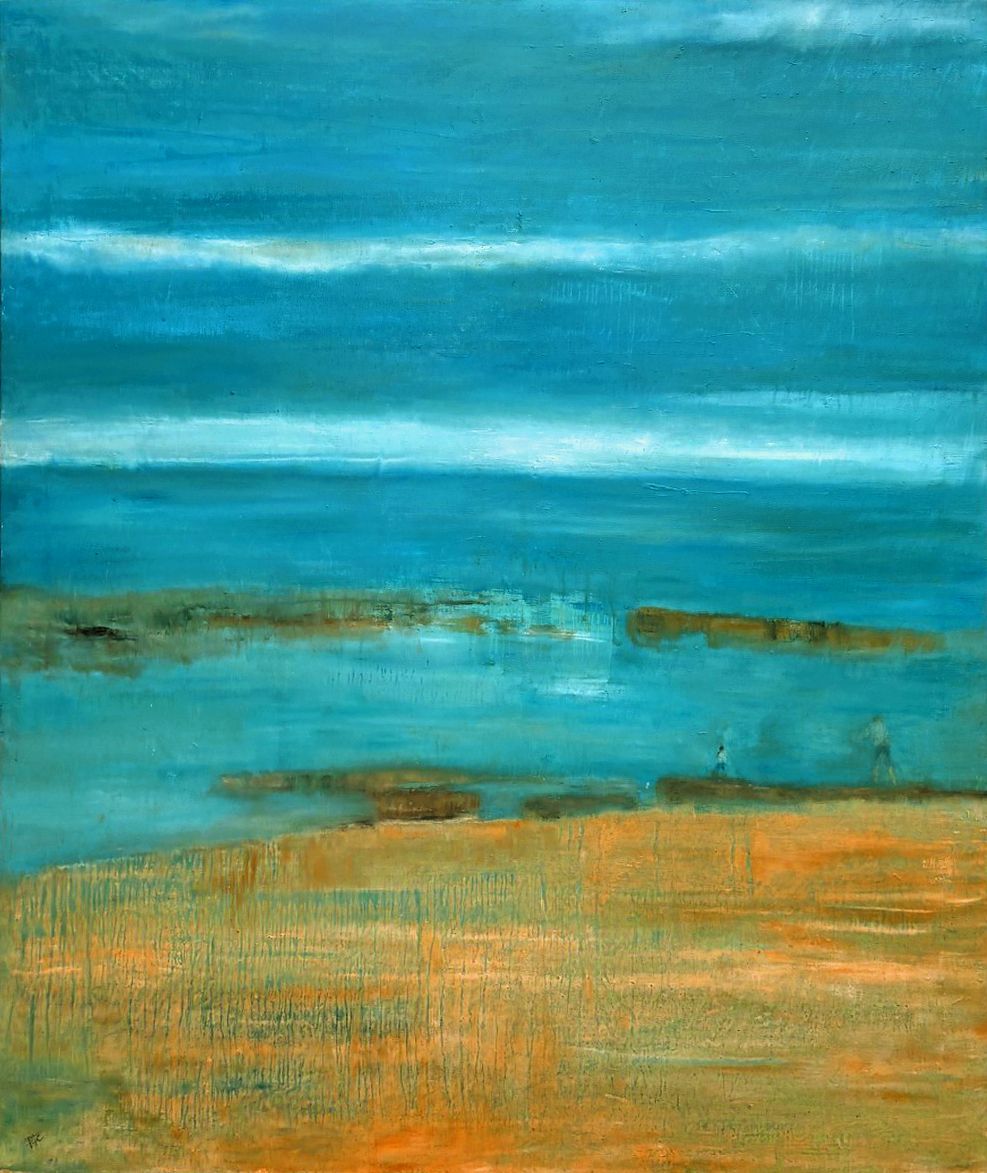 Toile abstraite format xxl Océan – PASCALE JACQUEMOND – 130 × 162 cm