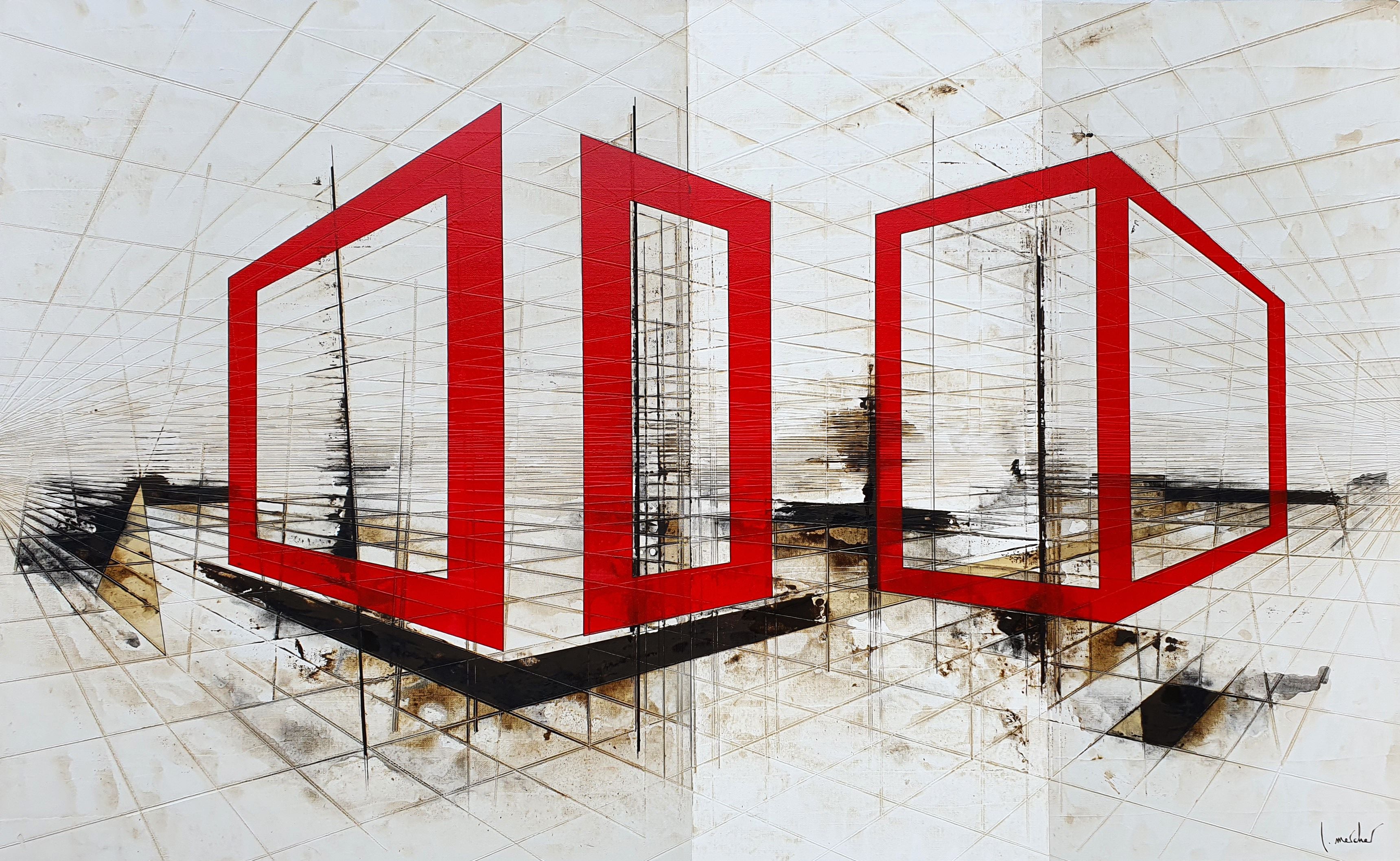 Toile abstraite grand format GATES – LUDOVIC MERCHER – 81 × 130 cm