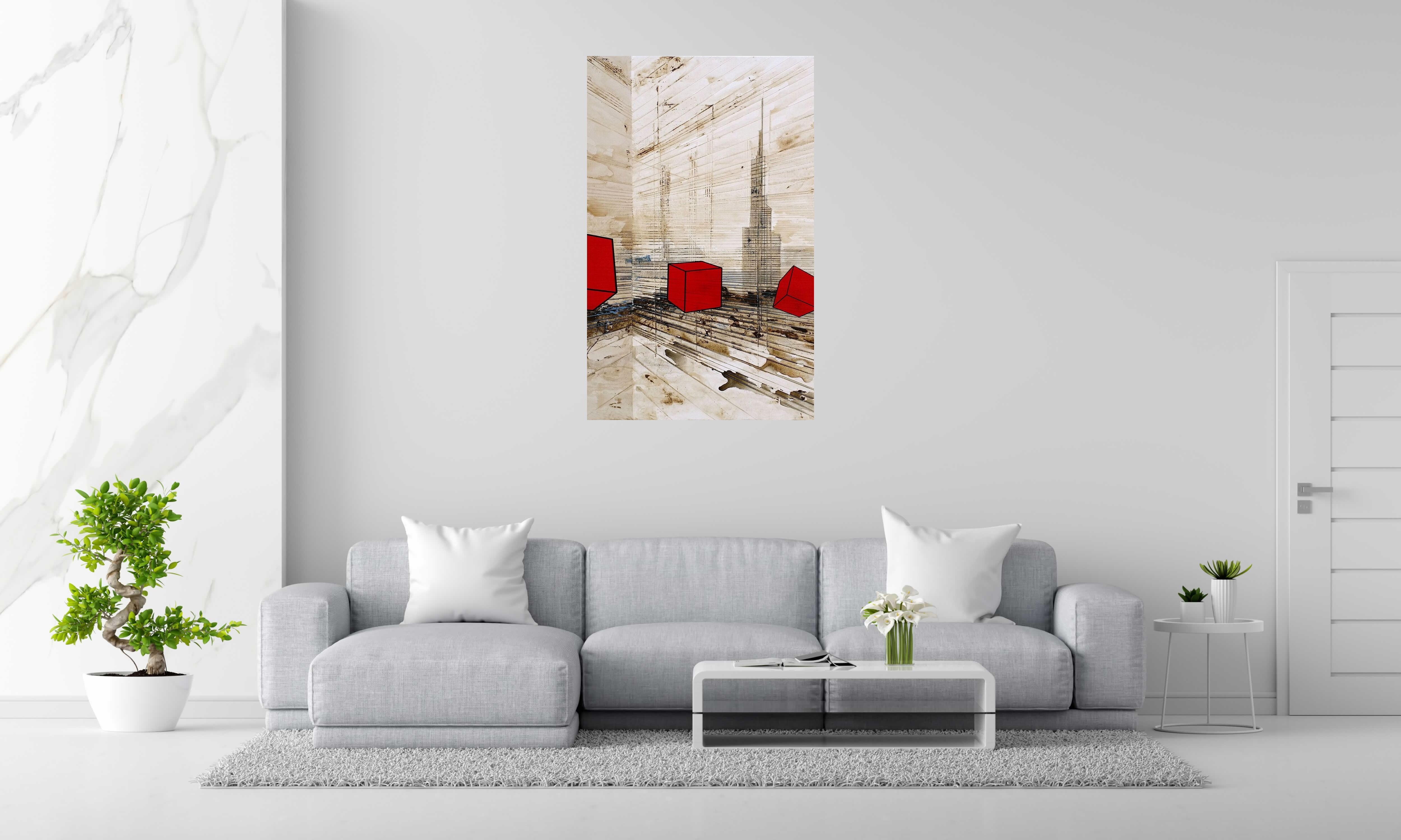 Toile MOVE ON de LUDOVIC MERCHER dans un intérieur – 130 × 81 cm