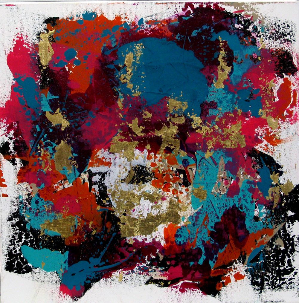 Toile abstraite moyen format MURMURES INCANDESCENTS 2 – CELINE WEBER – 50 × 50 cm