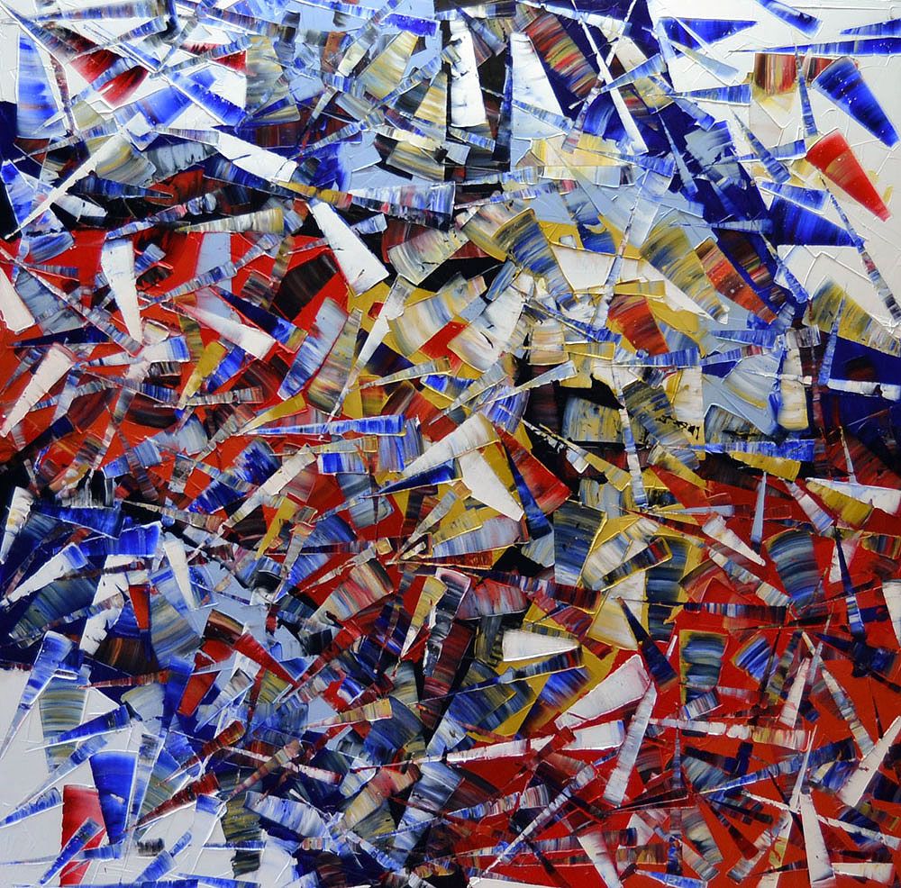 Toile abstraite très grand format PEINTURE 01-2021-07 – ALAIN BECANNE – 120 × 120 cm